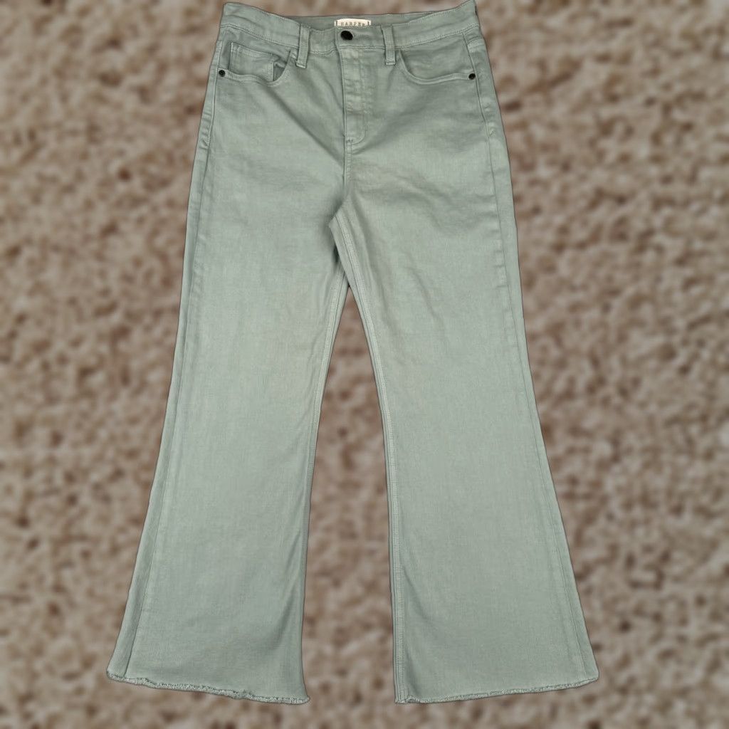 Vintage Harper Heritage Jeans Womens 30 Green High Rise Flared Cotton Denim 30x27 Regular Rise Zone 5-Pocket Size 30" / US 8 / IT 44 - 1 Thumbnail