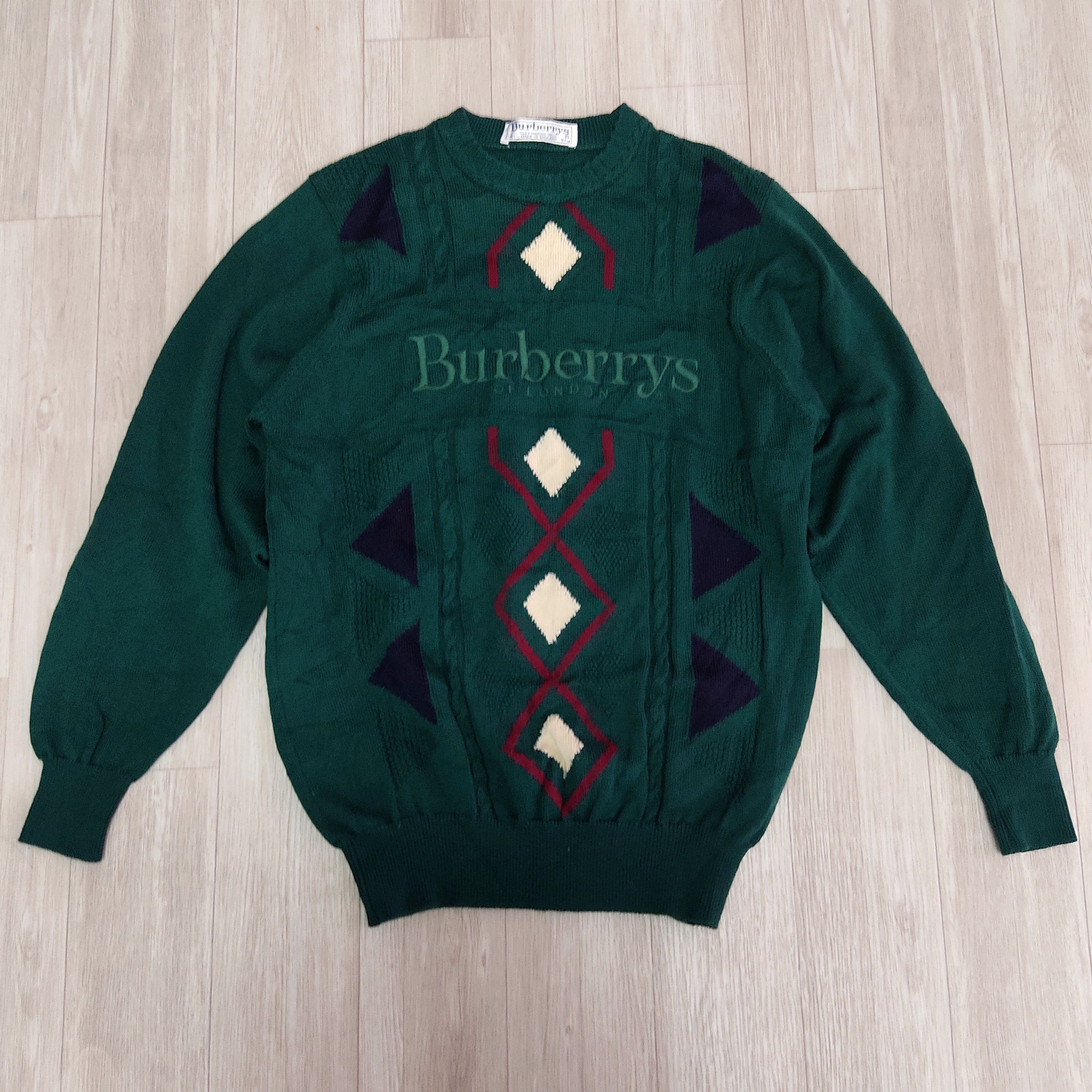 Aran Isles Knitwear × Burberry Vintage BURBERRYS LONDON Knit Merino Wool Sweater Size US M / EU 48-50 / 2 - 3 Thumbnail