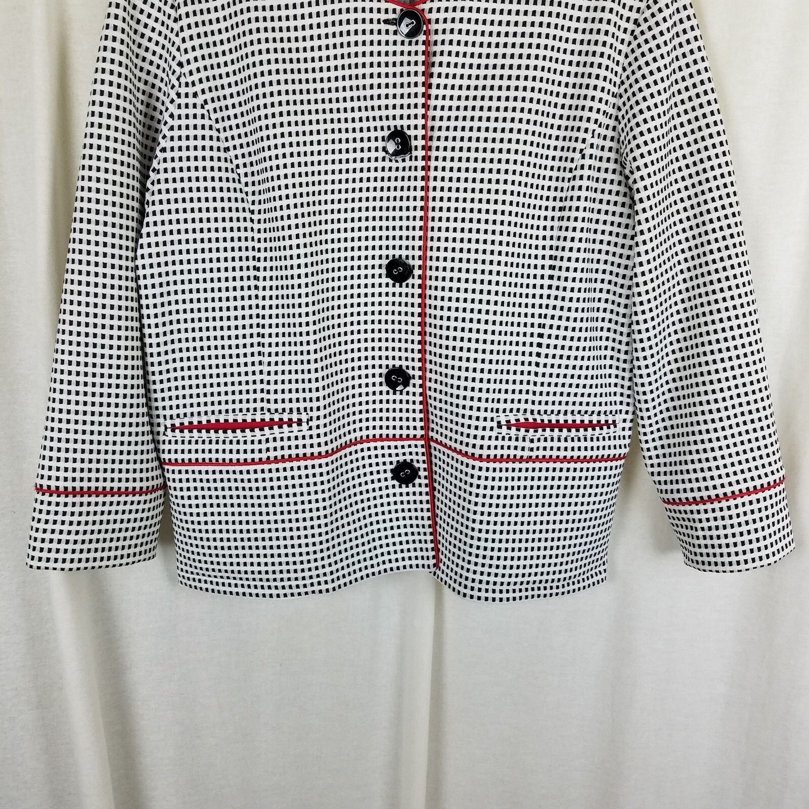 Vintage Designer Franz Mari Collarless Checked Blazer Jacket 58 XL Size XL / US 12-14 / IT 48-50 - 3 Thumbnail
