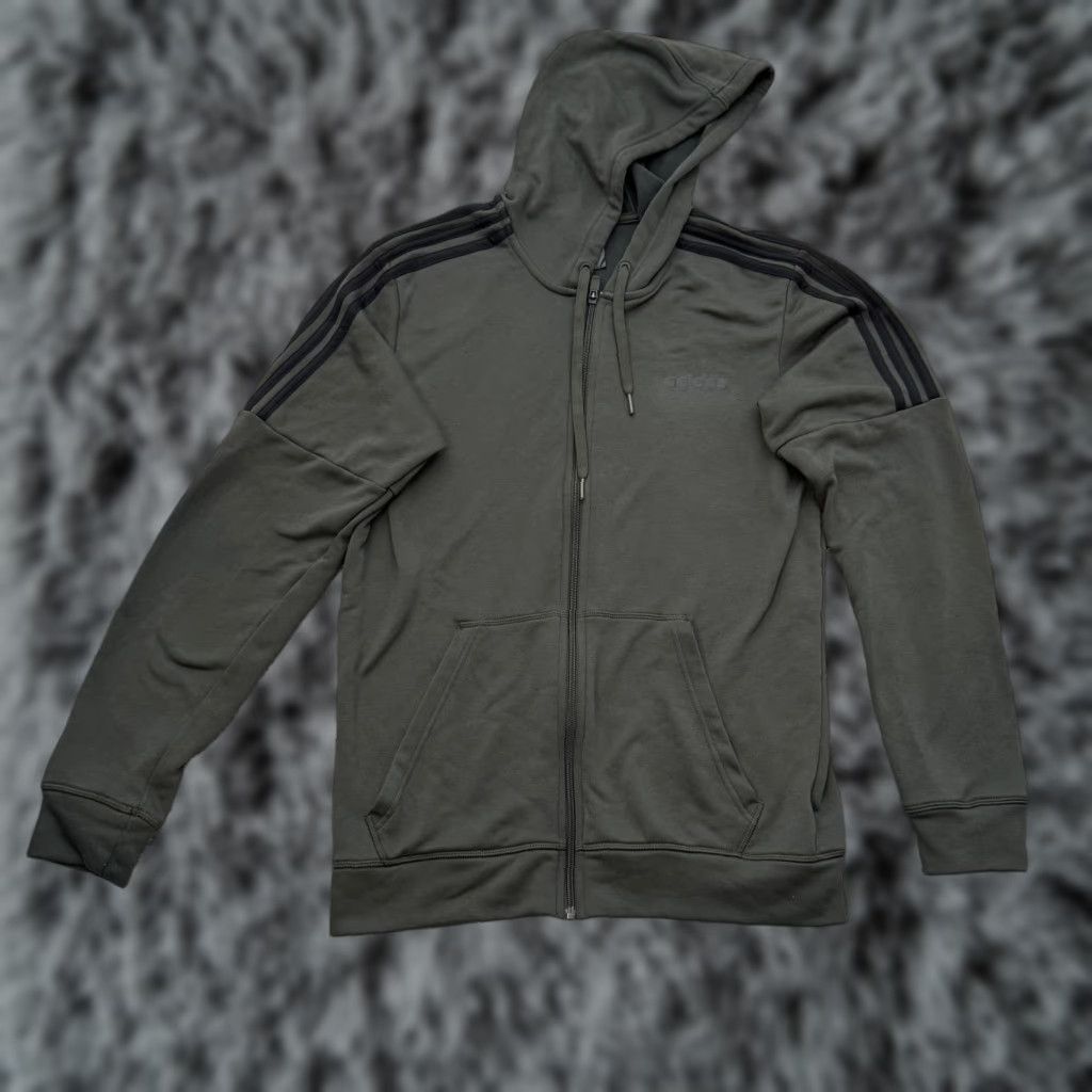 Adidas Adidas Essentials Hoodie Mens Medium Black Full Zip Three Stripe Sweatshirt FN2745 Size US M / EU 48-50 / 2 - 1 Thumbnail