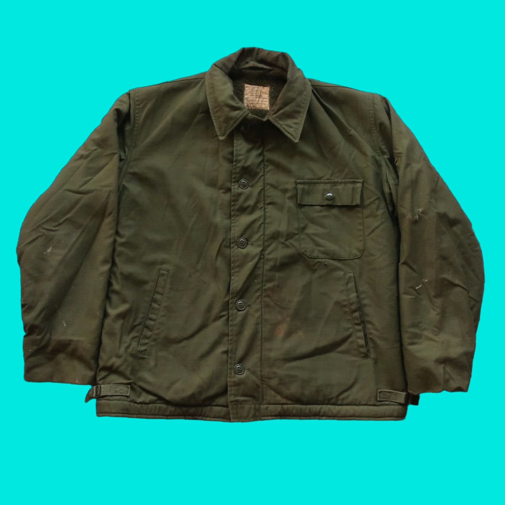 Vintage VINTAGE US Navy USN A-2 Deck Jacket Men Large Green Navy Jacket Deck A-2 Size US L / EU 52-54 / 3 - 1 Thumbnail