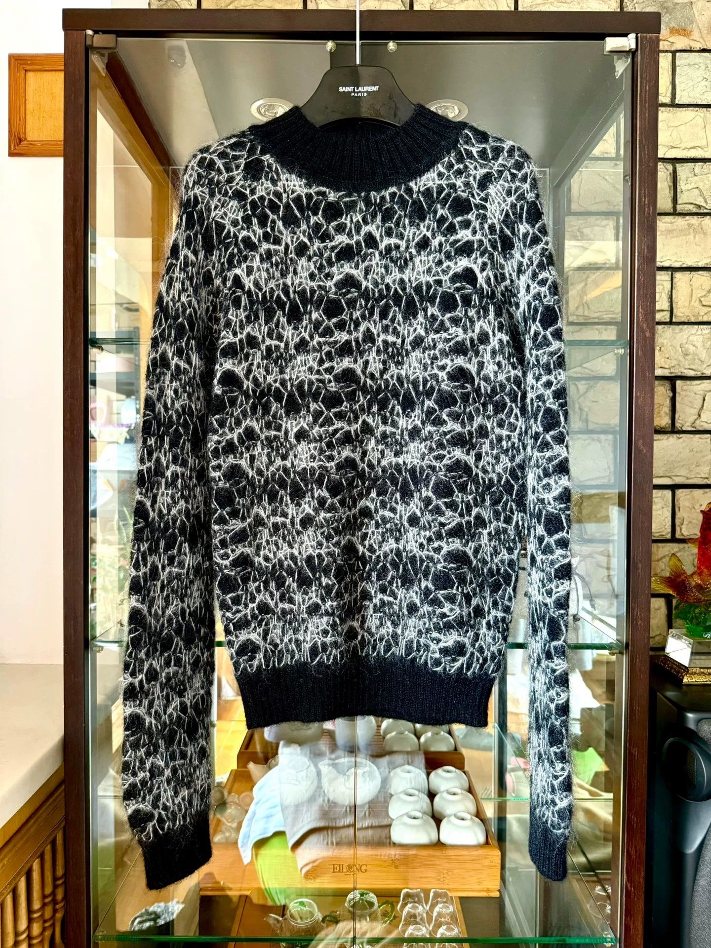 Saint Laurent Paris black and white high-neck knitted sweater Size M / US 6-8 / IT 42-44 - 1 Thumbnail