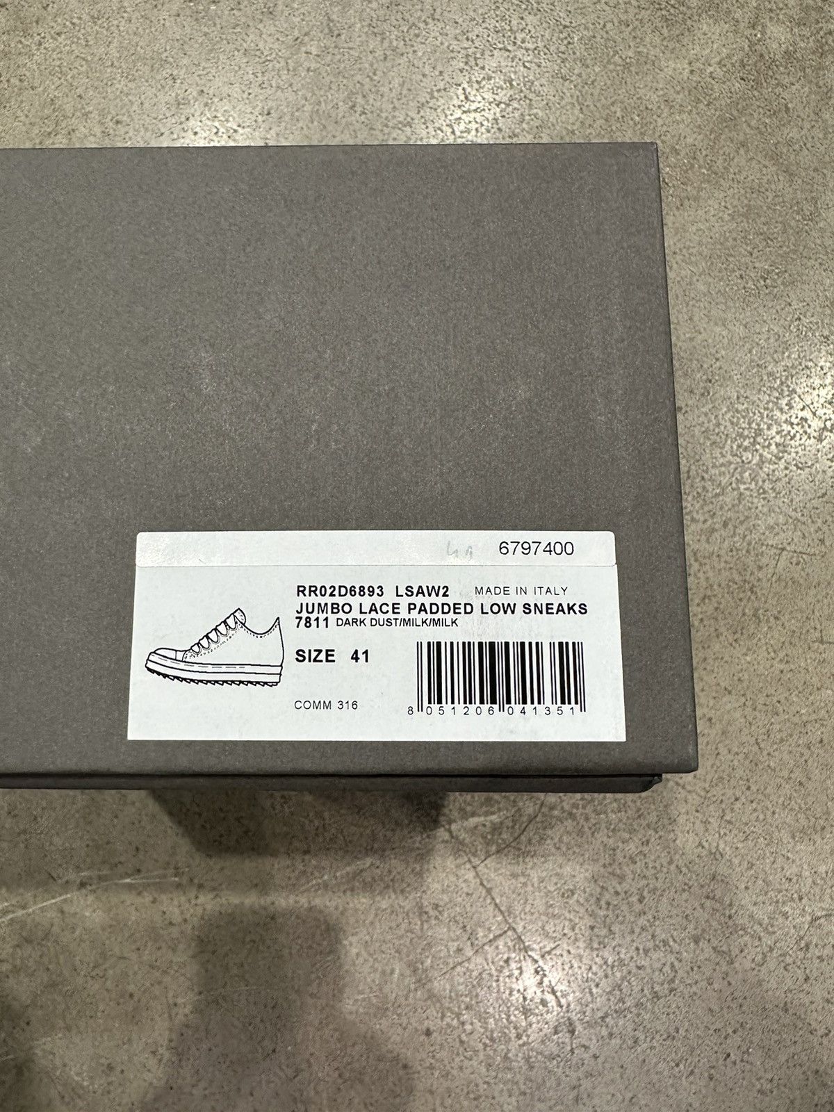Rick Owens RICK OWENS - Jumbo Lace Padded Low Dark Dust Milk Size US 8 / EU 41 - 7 Thumbnail
