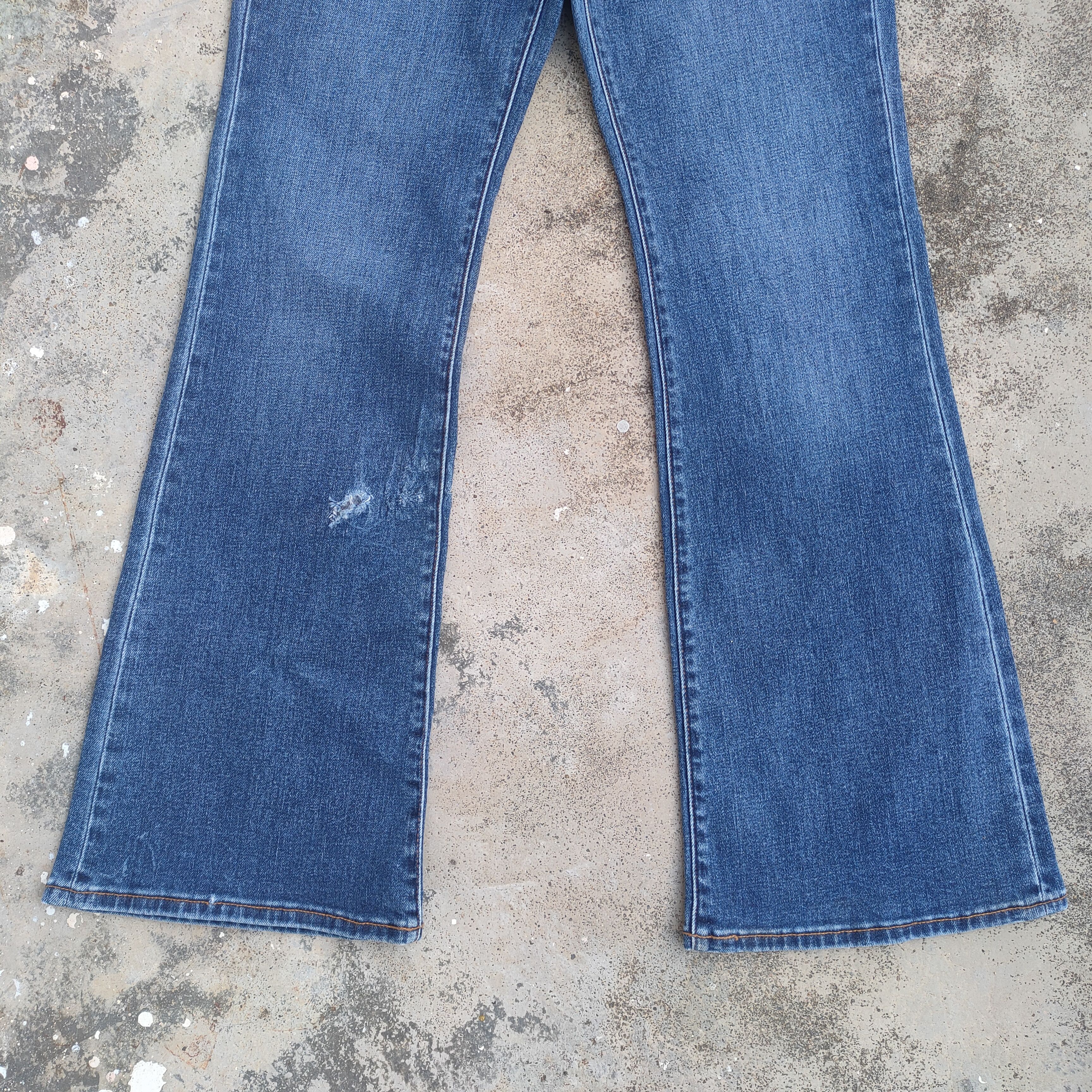 GU FLARE VINTAGE GU BOOTCUT JEANS FADED DENIM PANTS Size US 27 - 3 Thumbnail