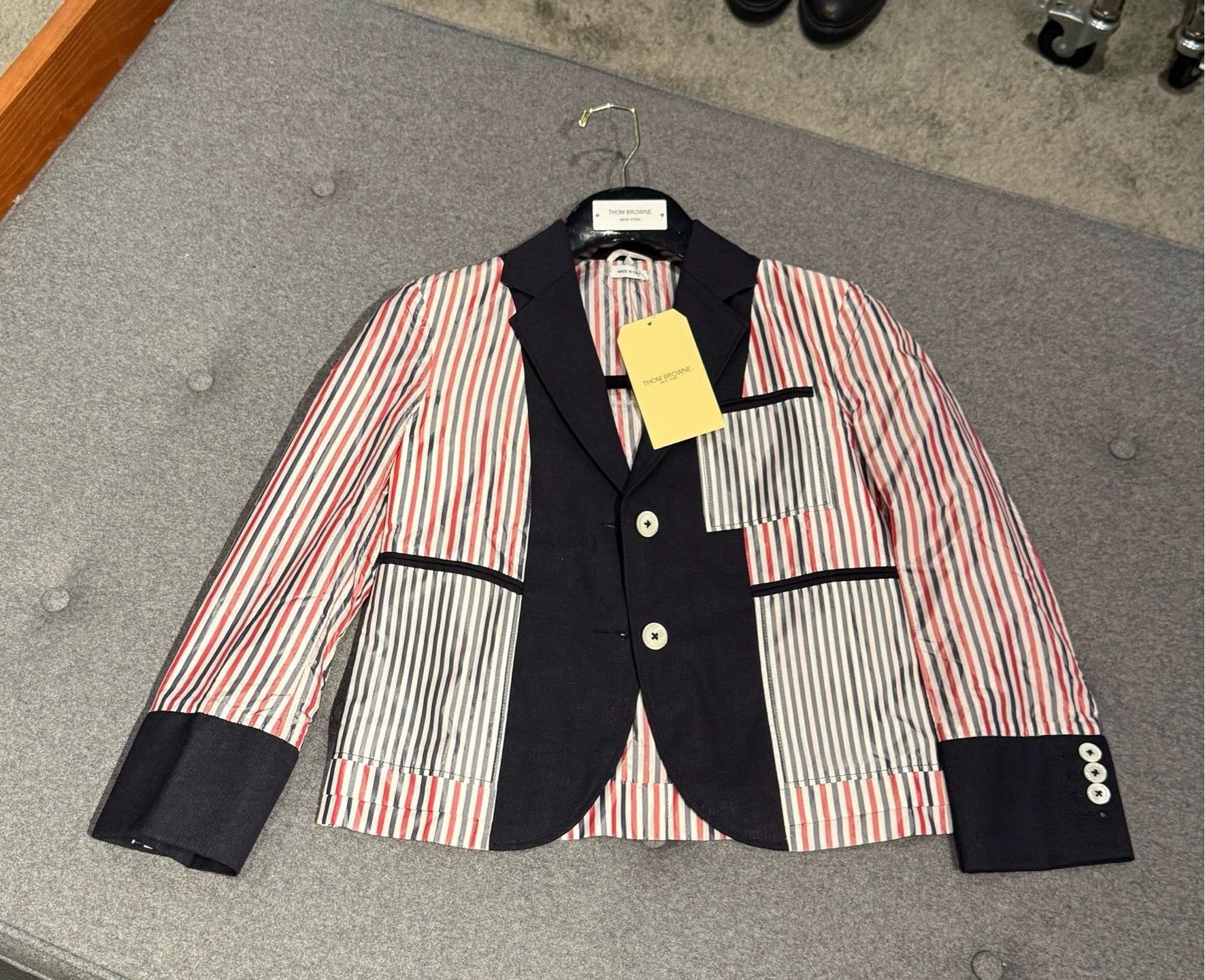 Thom Browne TB Women's Runway Inside-Out Colorblock Blazer 40 Size S / US 4 / IT 40 - 3 Thumbnail