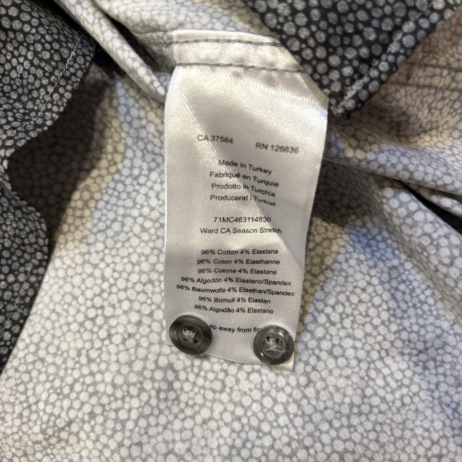J.Lindeberg J. Lindeberg Gray Shirt Stretch Large Abstract Dots Size US L / EU 52-54 / 3 - 6 Thumbnail