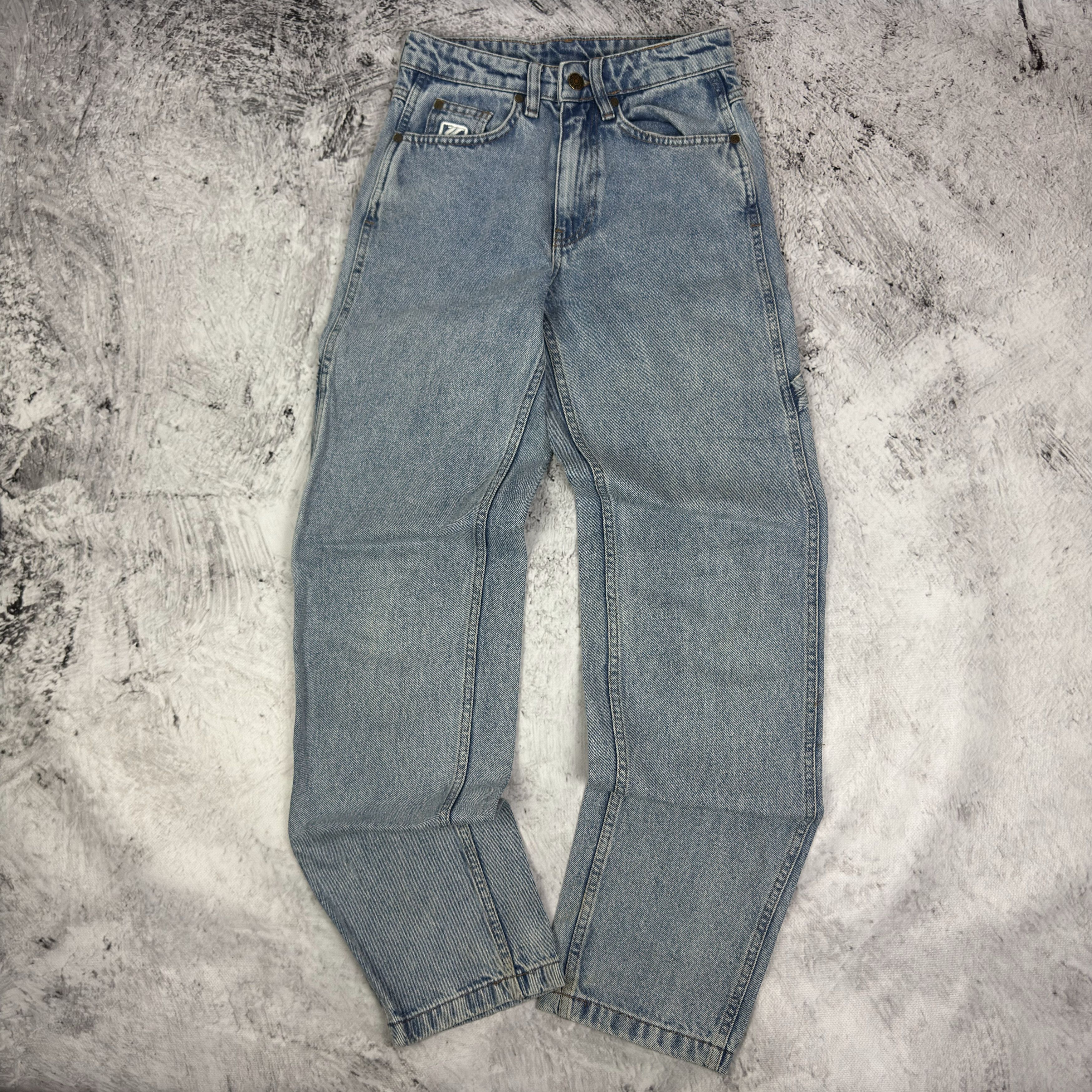 Karl Kani Karl Kani Women's Blue Denim Workwear Straight Leg Jeans 2XS Size 28" / US 6 / IT 42 - 2 Thumbnail