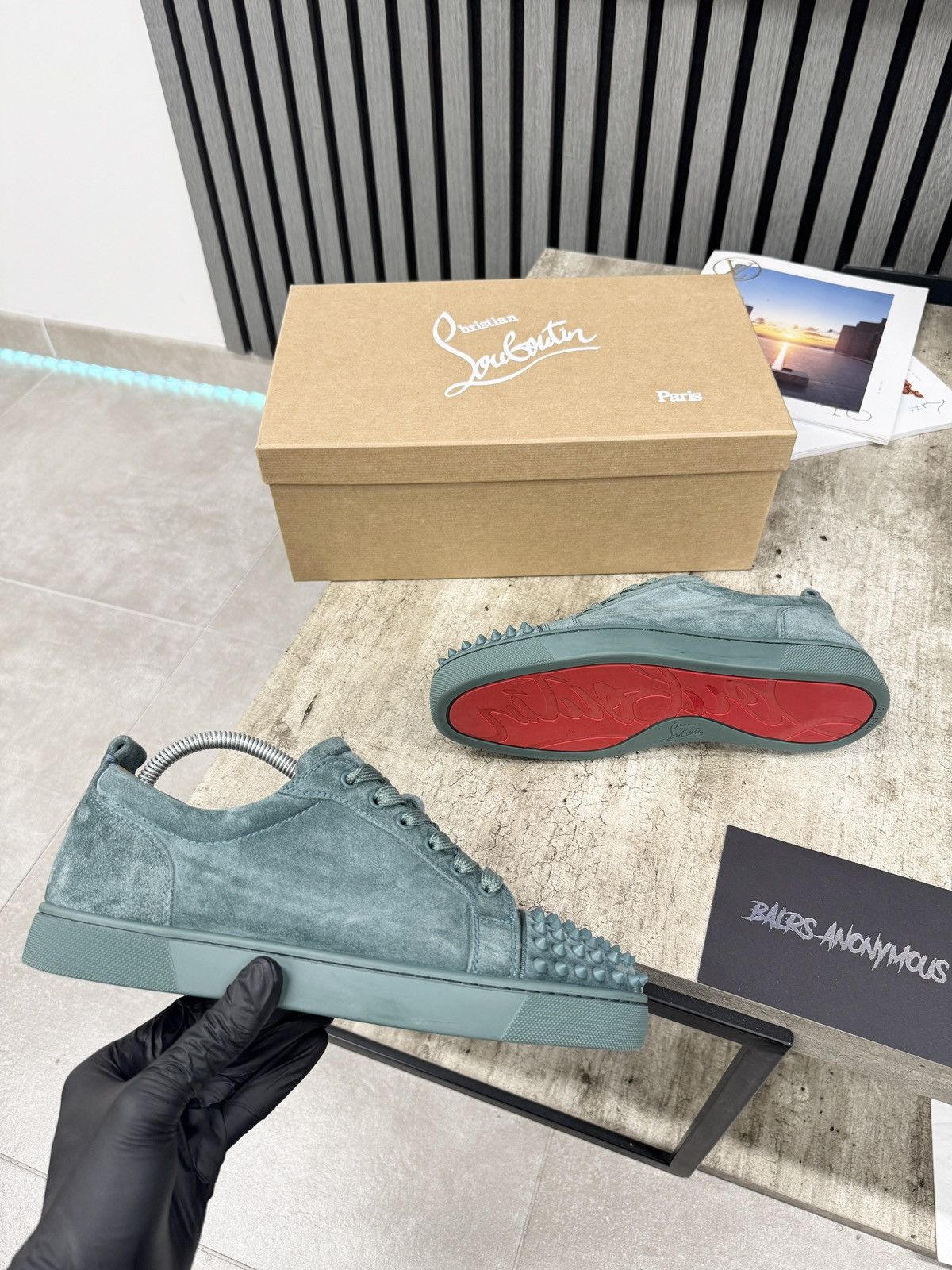 Christian Louboutin Christian Louboutin Louis Junior Spike Trainer Teal RRP £795 Size US 8.5 / EU 41-42 - 1 Thumbnail