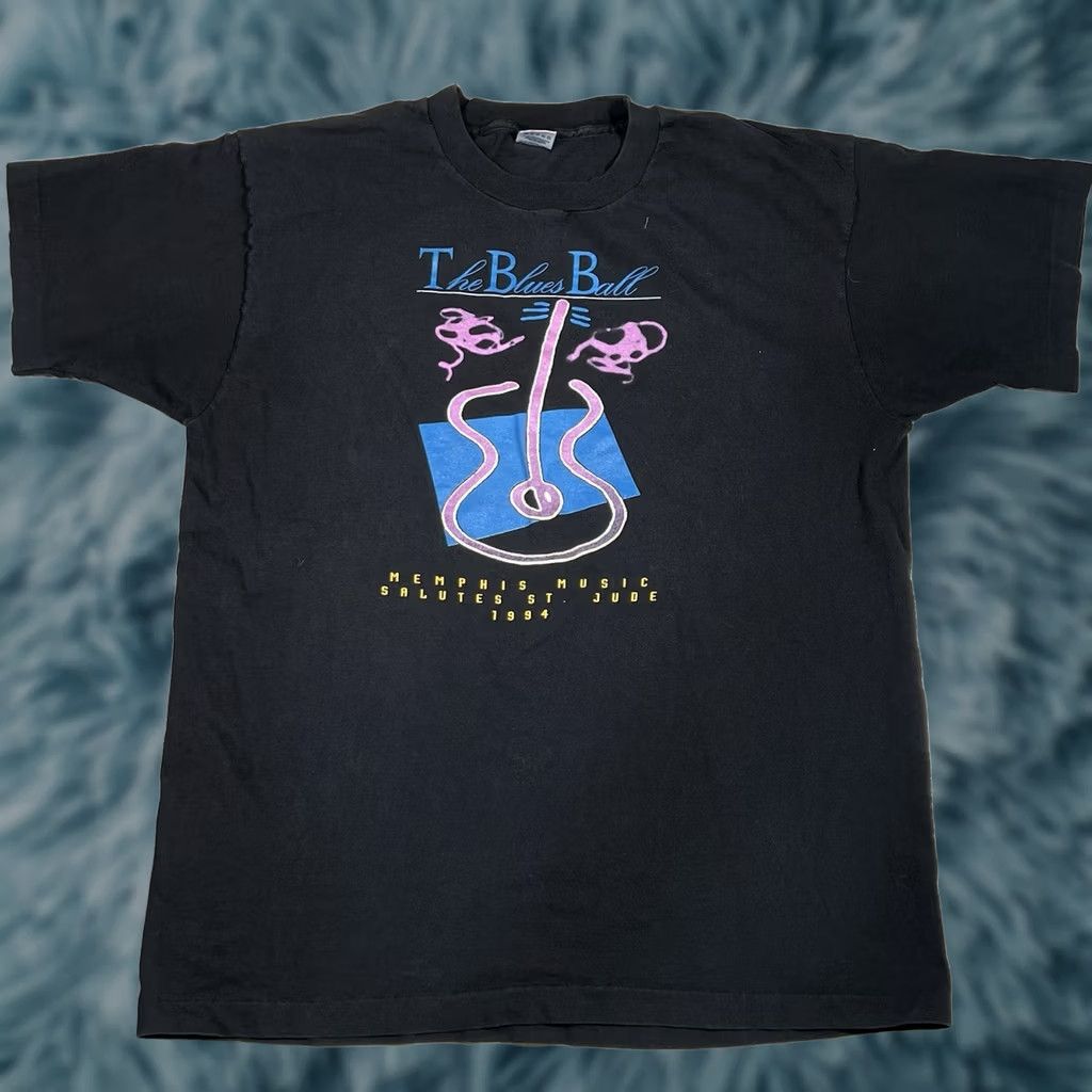 Fruit Of The Loom VINTAGE 1994 The Blues Ball Memphis Music T shirt MEMPHIS MUSIC Tshirt Made In USA Single Stitch Sz XL Cotton Black Mens XL) Size US XL / EU 56 / 4 - 1 Thumbnail