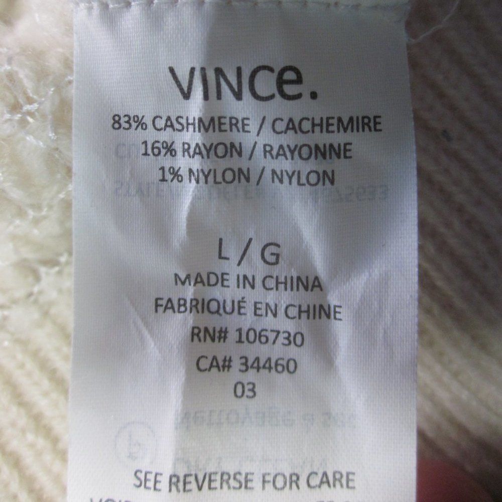 Vince Vince Womens Size L Cream Cashmere Pullover Sweater Size L / US 10 / IT 46 - 7 Thumbnail