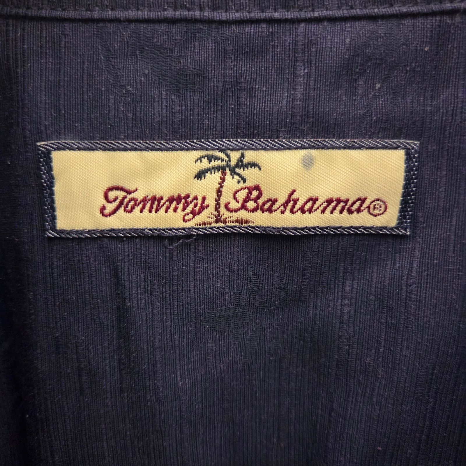 Tommy Bahama Tommy Bahama Navy Blue Linen Floral Short Sleeve Shirt Size US L / EU 52-54 / 3 - 6 Thumbnail
