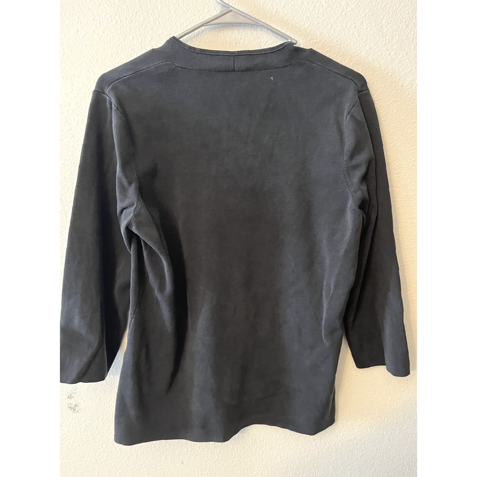 Loft Ann Taylor Loft Long Sleeve Black Knit V Neck Sweater Size XL 3/4 Sleeve Loft Pullover Women Knit 100% Cotton Casual Workwear Size XL / US 12-14 / IT 48-50 - 3 Thumbnail