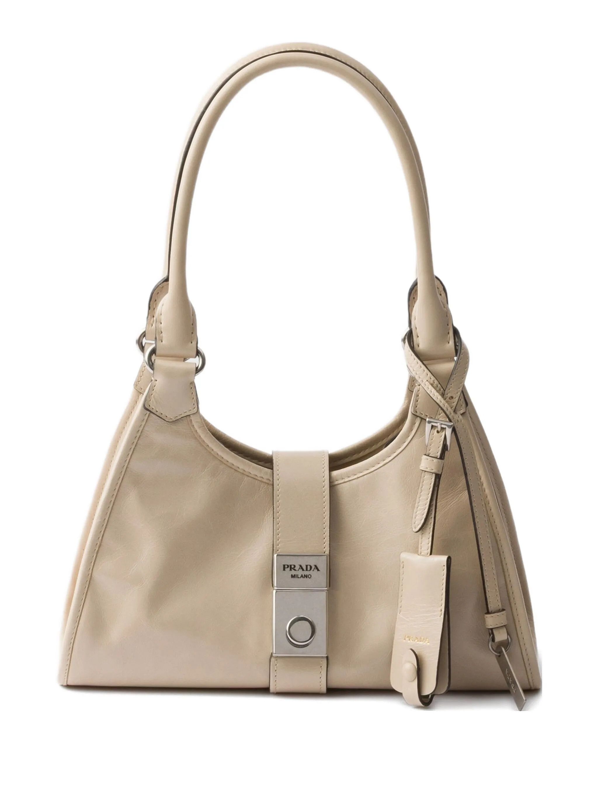 Prada os11x0126 Size: OS / Small Leather Push-Lock Tote Bag Beige Size ONE SIZE - 1 Thumbnail
