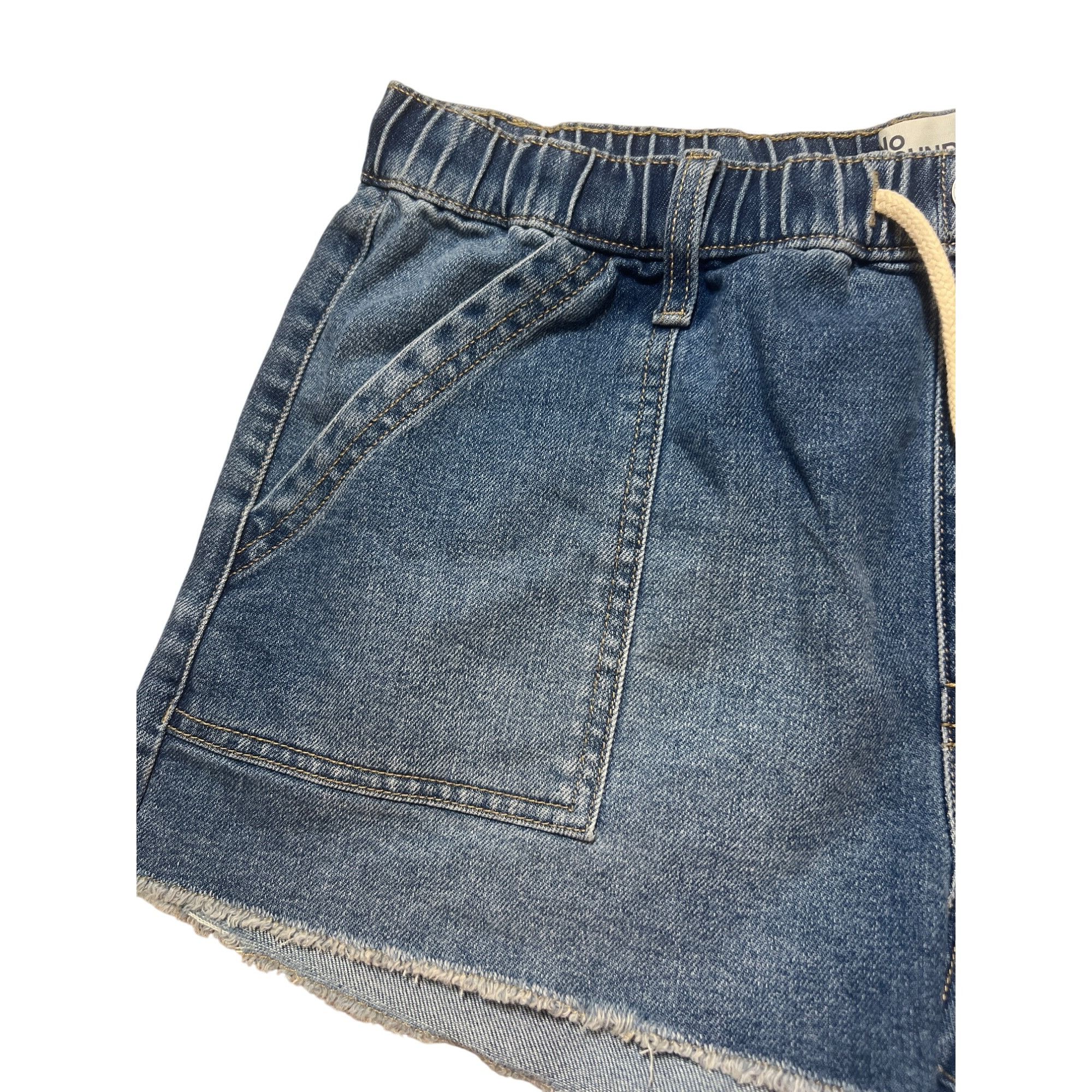 Other No Boundaries Denim Shorts Elastic Waist Drawstring Frayed H Size 34" / US 12 / IT 48 - 2 Thumbnail