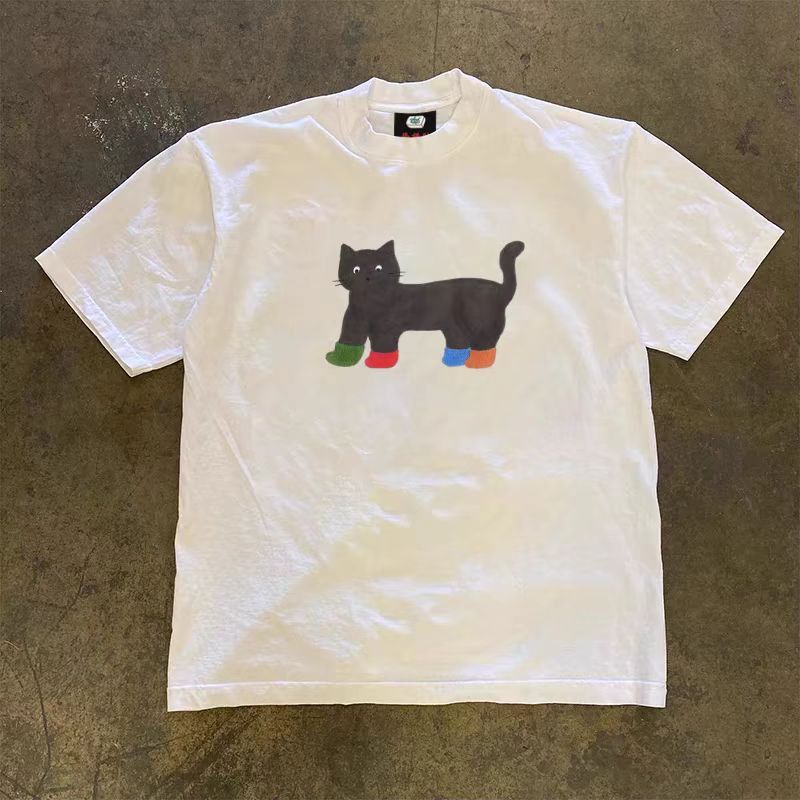 Japanese Brand × Vintage White casual retro cute cat print t-shirt Size US M / EU 48-50 / 2 - 1 Thumbnail