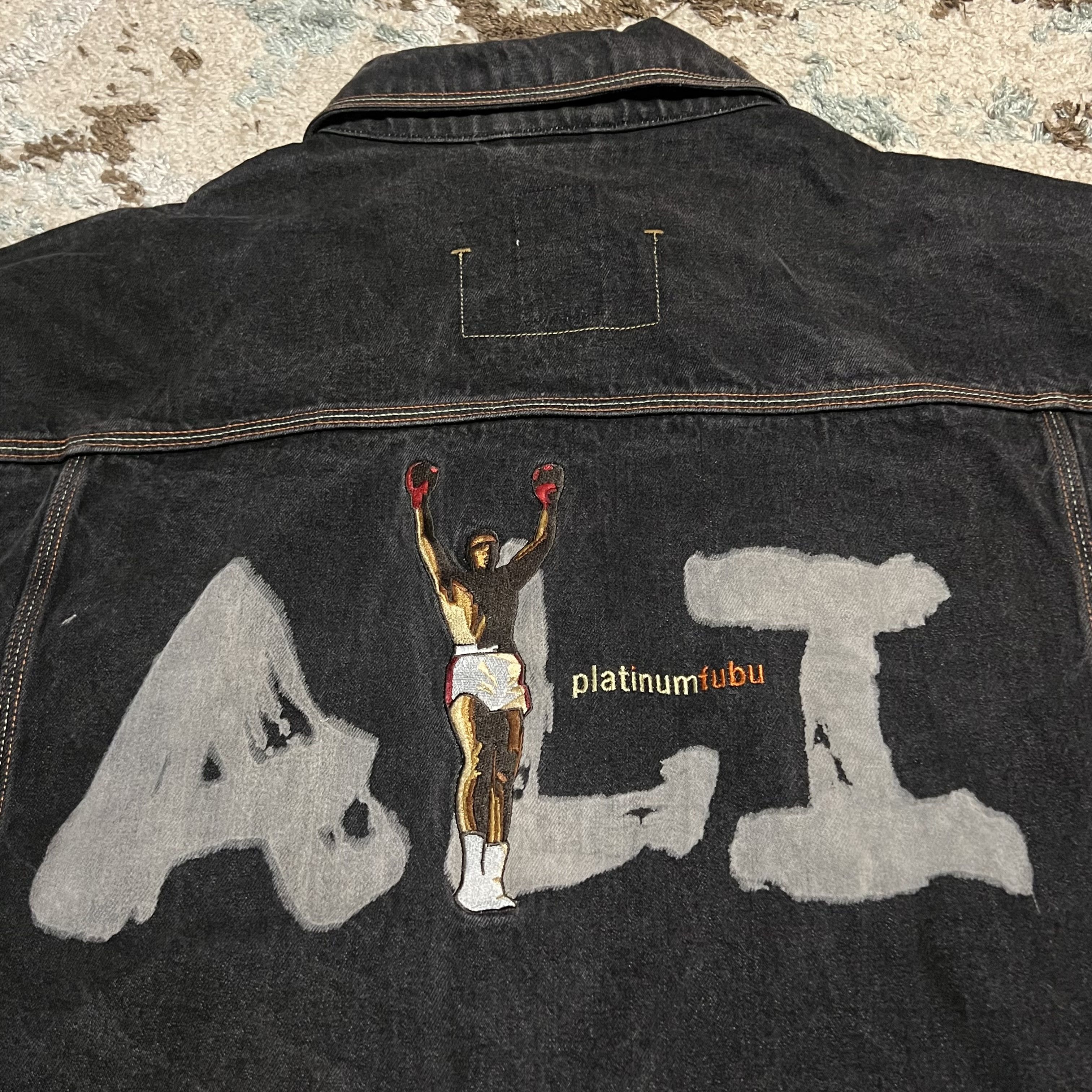Fubu × Vintage Vintage Platinum FUBU Muhammad Ali Black Denim Jacket 3XL Size US XXL / EU 58 / 5 - 3 Thumbnail