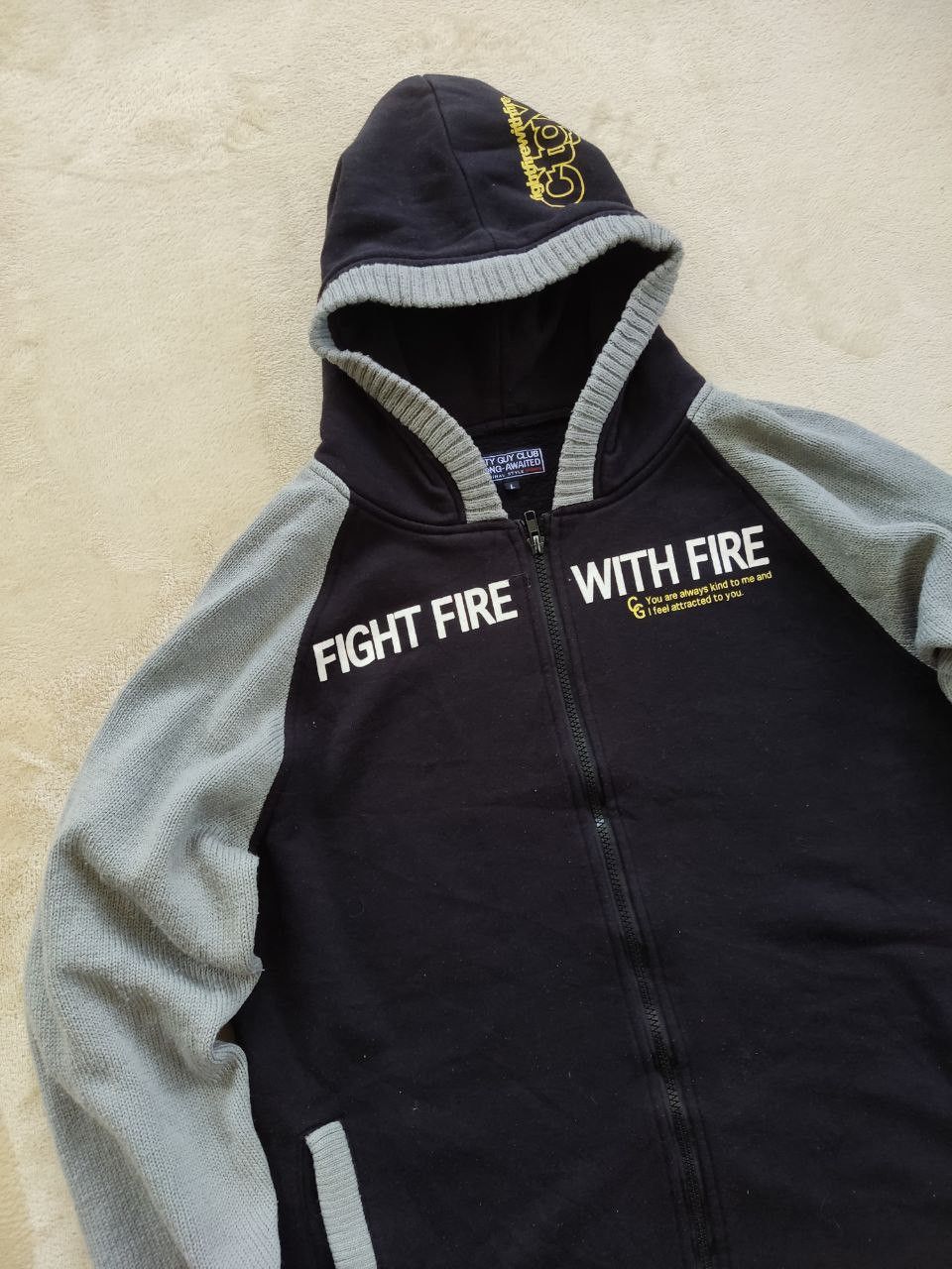 Japanese Brand CTGY Fight Fire With Fire Varsity Knitted Zipper Hoodie Size US L / EU 52-54 / 3 - 4 Thumbnail