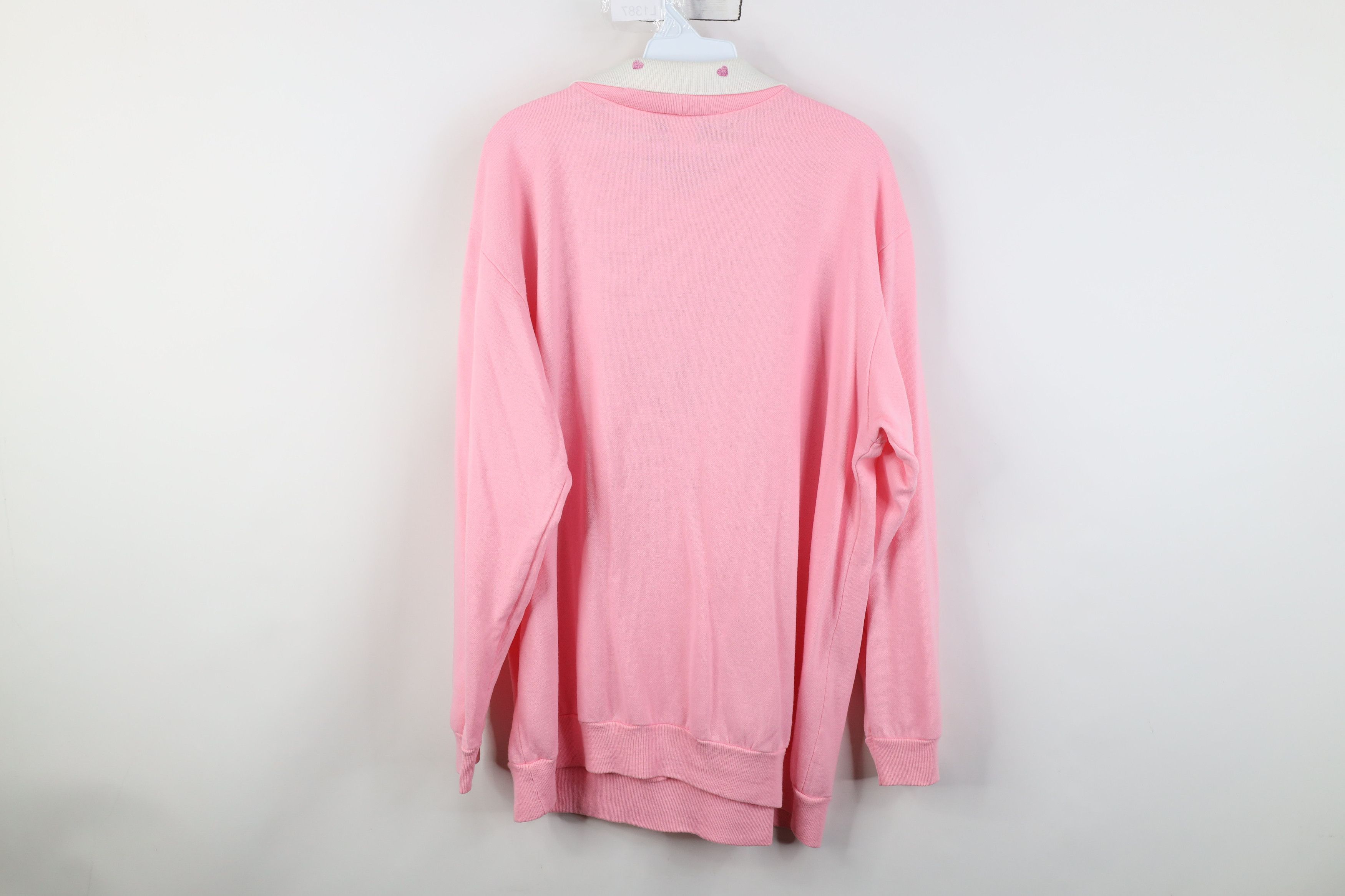 Vintage Vintage 90s Streetwear Flower Heart Collared Sweatshirt USA Size L / US 10 / IT 46 - 12 Thumbnail