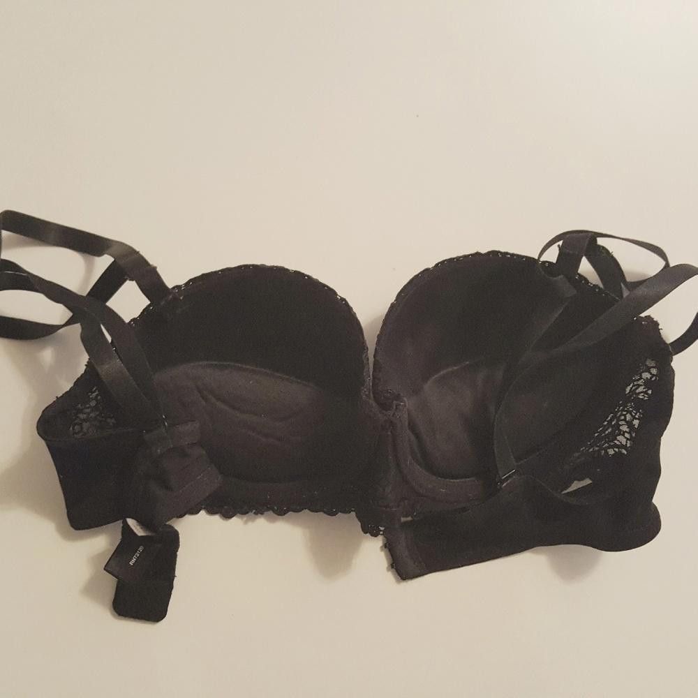 Designer Black Lace Detailed Fredericks Demi Bra Size ONE SIZE - 2 Thumbnail