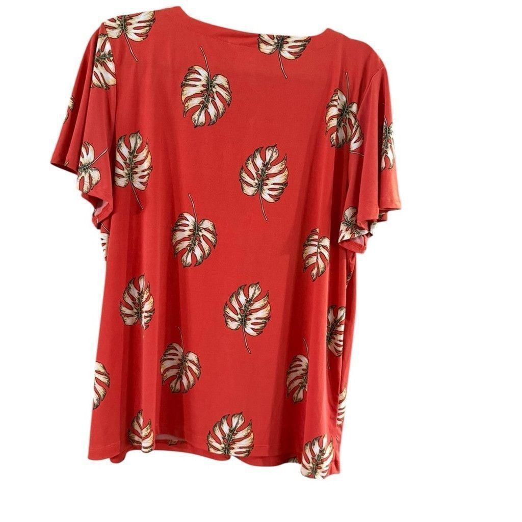 Liz Claiborne Liz Claiborne Red Short Sleeve Tie Front Tunic Size XL / US 12-14 / IT 48-50 - 3 Thumbnail