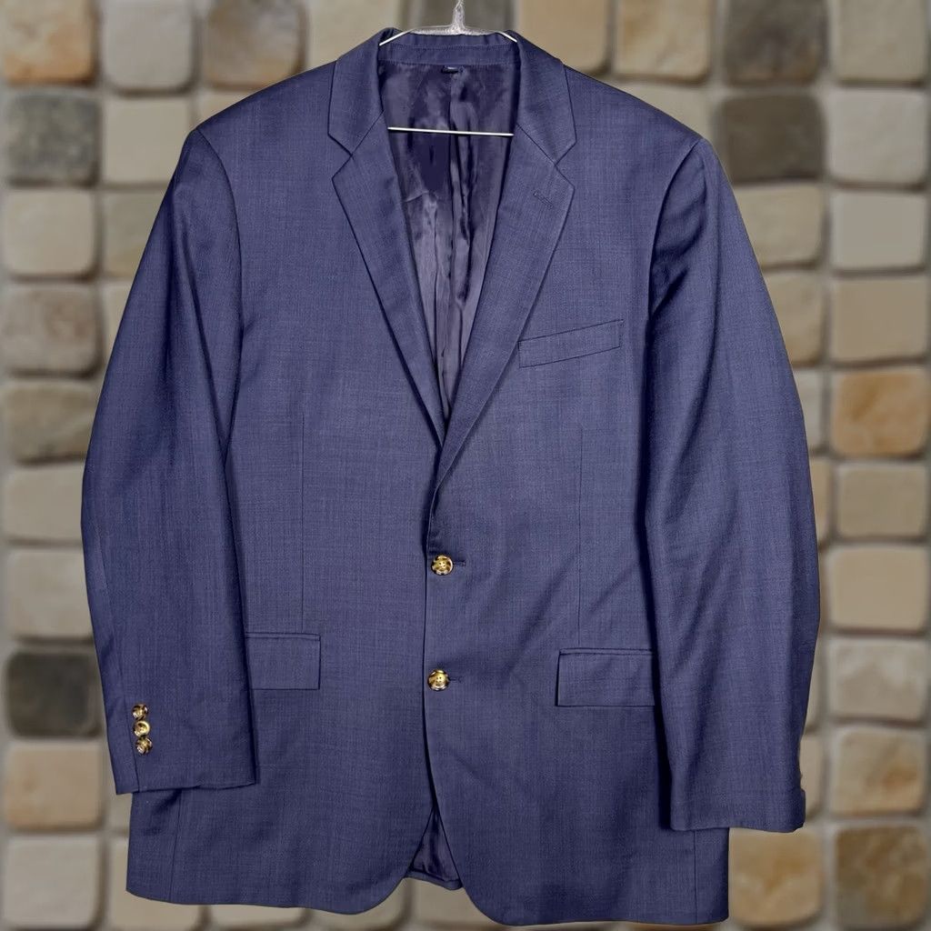 J.Crew J Crew Thompson Blazer Mens 44L Slim Sport Coat Blue Wool 100% Jacket Size 44R - 1 Thumbnail