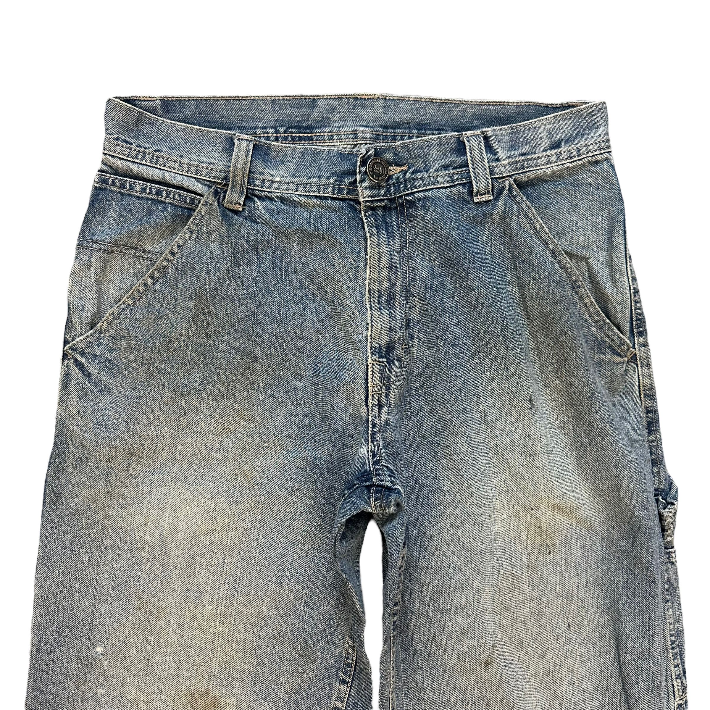 Vintage TRASHED🔥 CARPENTER LIGHT WASH DENIM PANTS #7456-147 Size US 33 - 4 Thumbnail