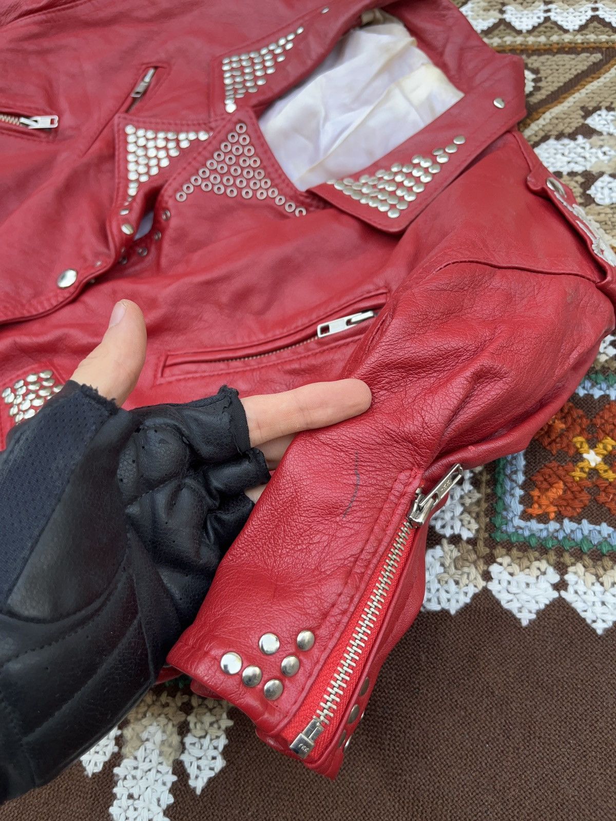 Seditionaries × Vintage Vintage 80s Studded Cropped Leather Jacket Punk Style Size L / US 10 / IT 46 - 13 Thumbnail