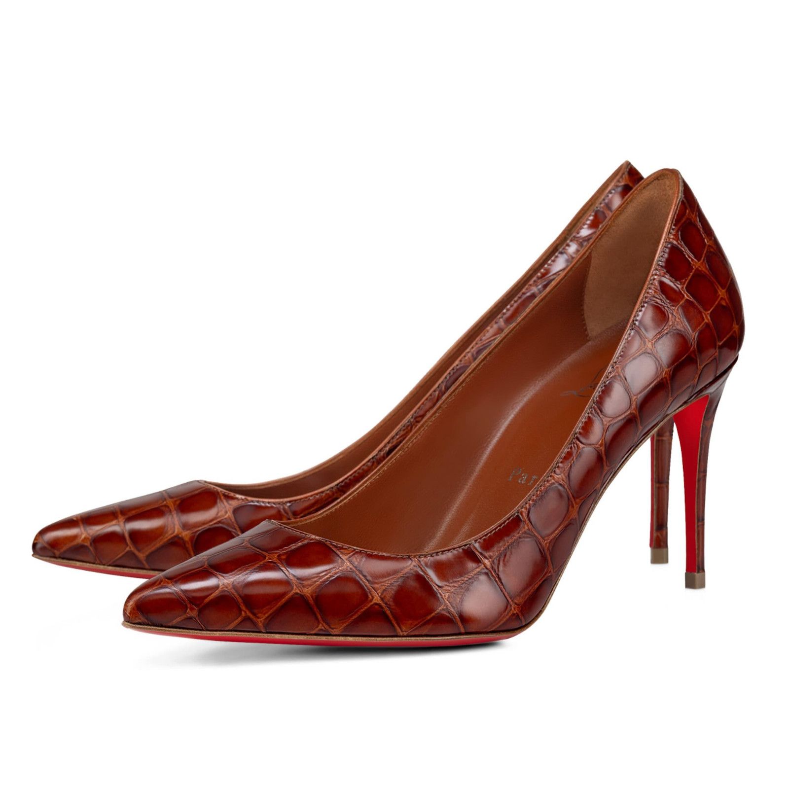Christian Louboutin Christian Louboutin Kate 85 Brown Acajou Calf Ali Croc Size US 8 / IT 38 - 1 Thumbnail