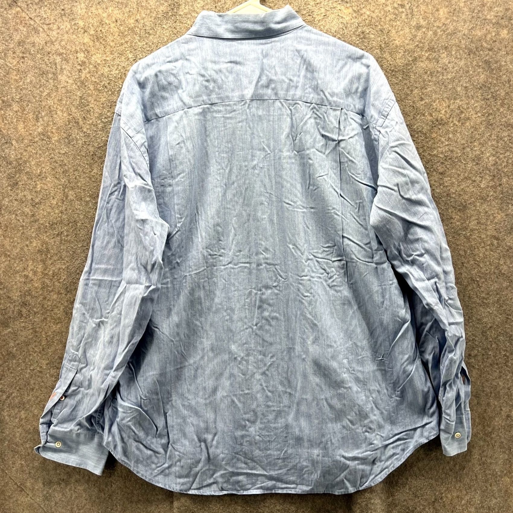 J.McLaughlin J McLaughlin Shirt Mens XL Blue Button-Down Preppy Dress Oxford Linen Classic Vintage Size 46R - 2 Thumbnail