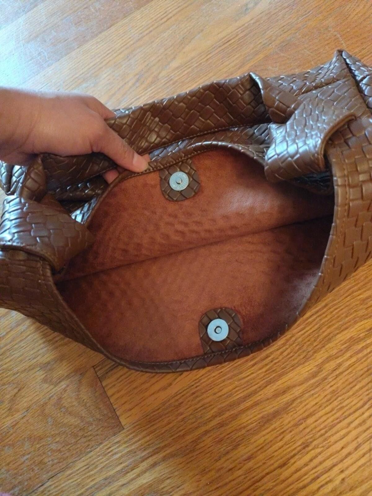 The Unbranded Brand Brown Women Leather Woven Bag Size ONE SIZE - 7 Thumbnail