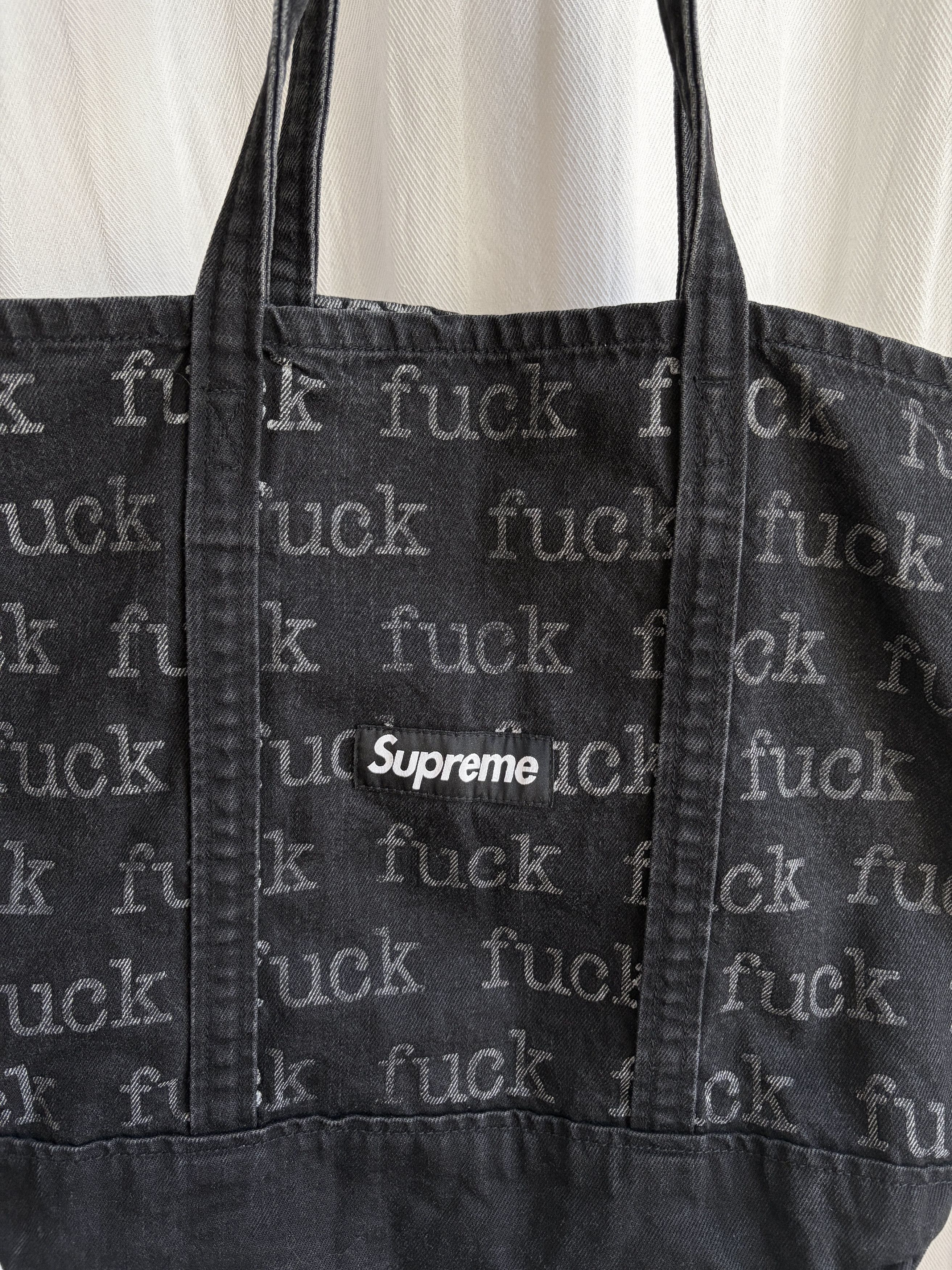 Supreme SS13 FUCK Denim Tote Bag Black Size ONE SIZE - 2 Thumbnail