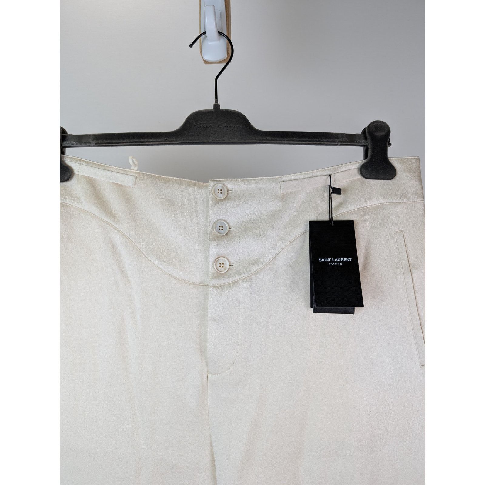 Saint Laurent Paris o1rshd1 Satin Crepe Pants in Craie Size US 38 / EU 54 - 7 Thumbnail