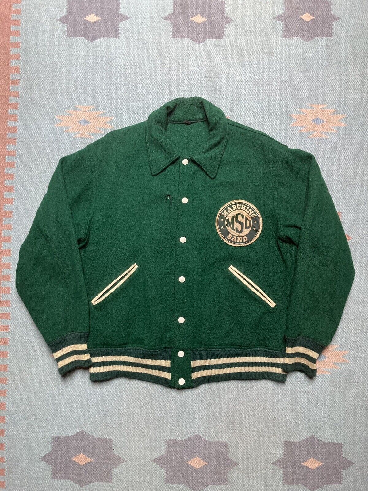 Vintage 1950s wool jacket Michigan State University MSU band L Size US L / EU 52-54 / 3 - 1 Thumbnail