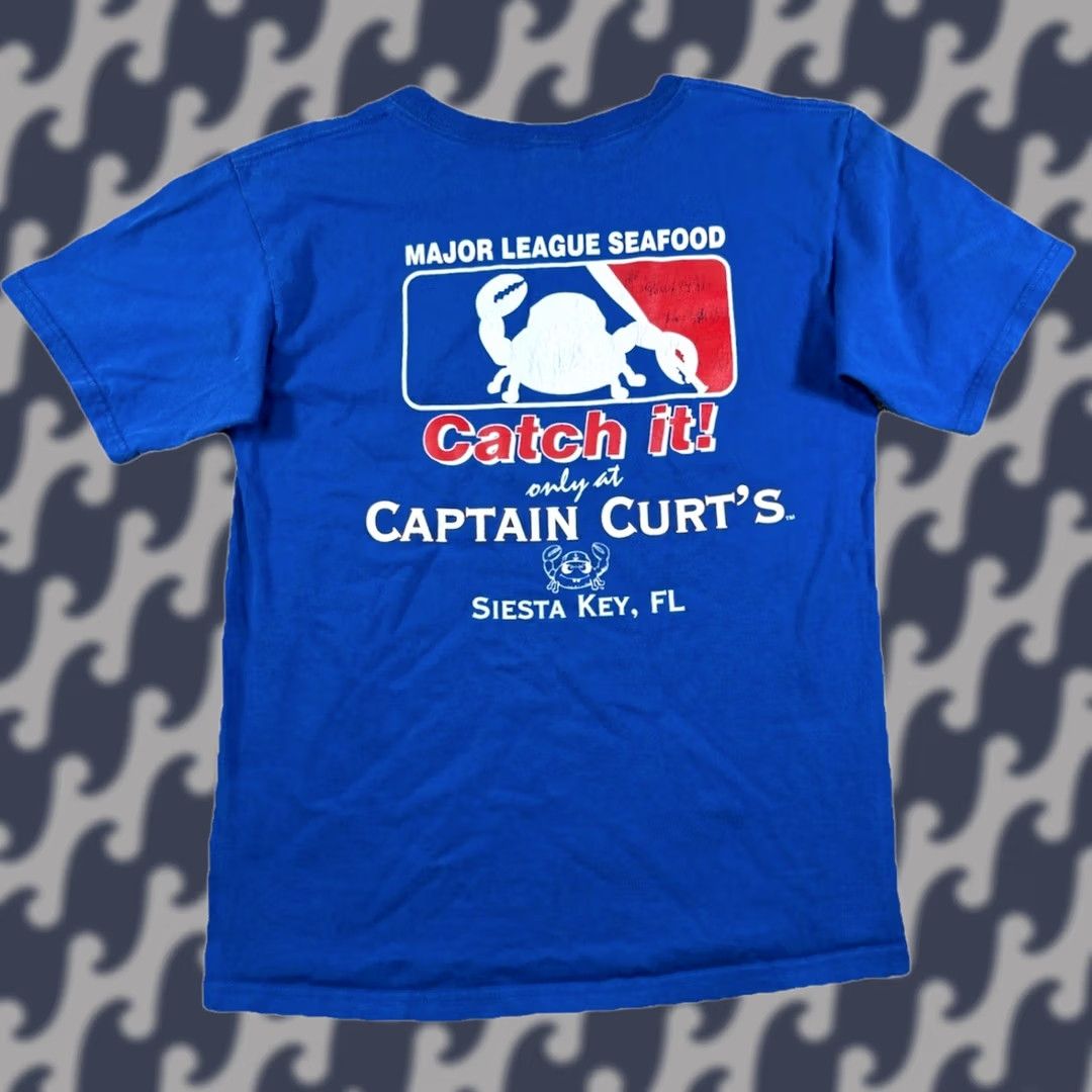Anvil VINTAGE Captain Curt's Siesta Key Major League Seafood T-Shirt Unisex Adults M Blue MLB Cubs Graphic Print Regular Fit Anvil Size M Shirt Size US M / EU 48-50 / 2 - 1 Thumbnail
