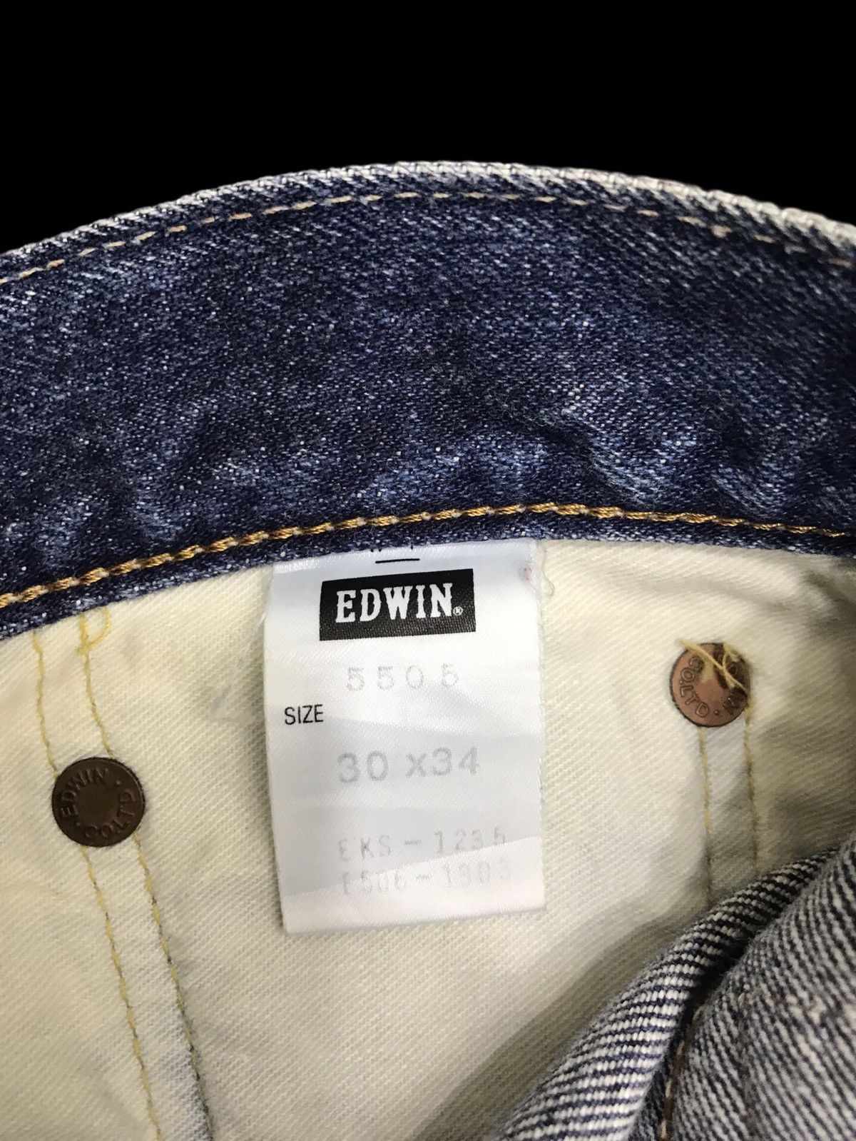 Edwin 💥WIDE💥VINTAGE EDWIN 505X SELVEDGE MINIMAL FADES DENIM F396 Size US 31 - 19 Thumbnail