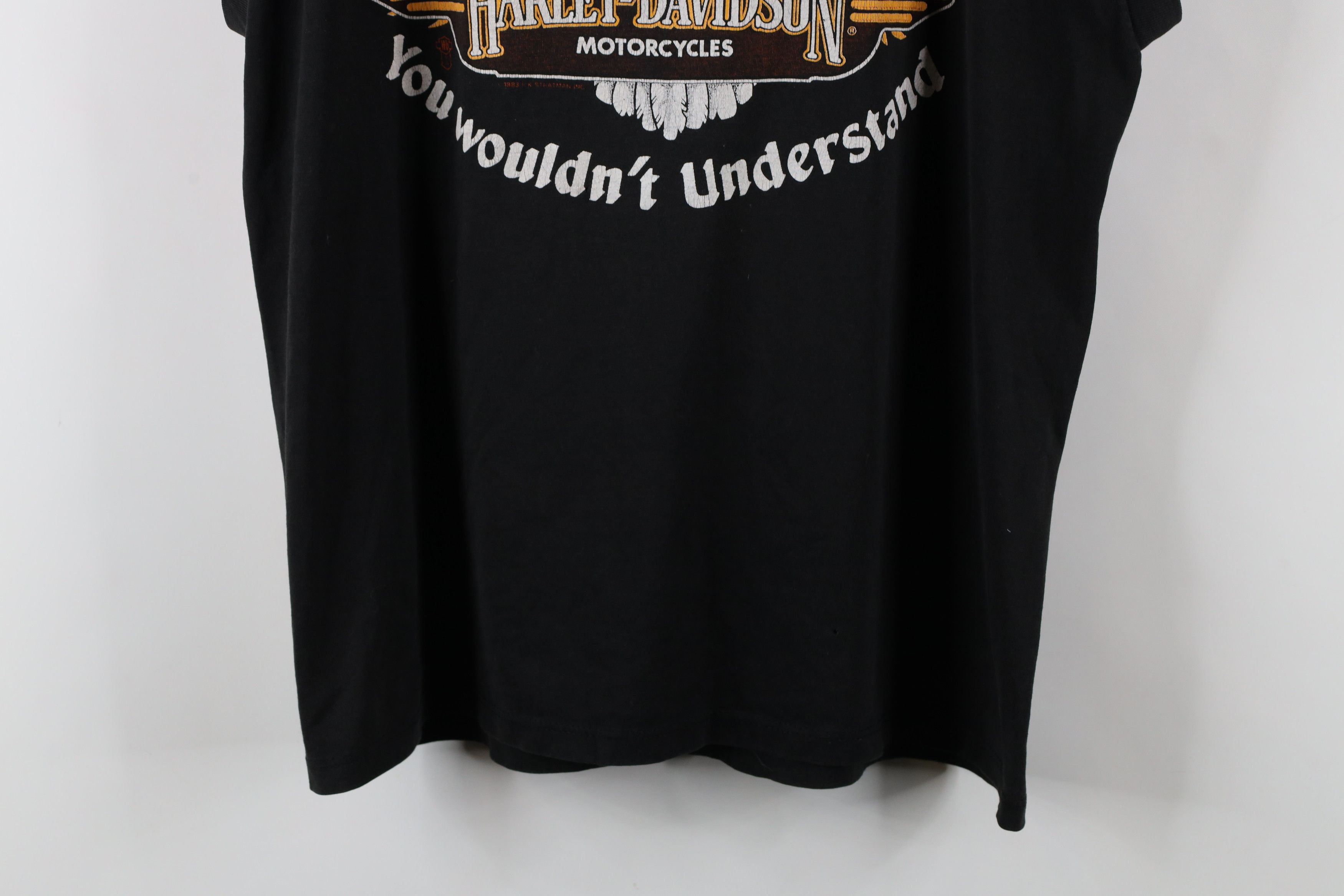Harley Davidson × Vintage Vintage 80s Harley Davidson Sleeveless Muscle T-Shirt USA Size US XL / EU 56 / 4 - 3 Thumbnail