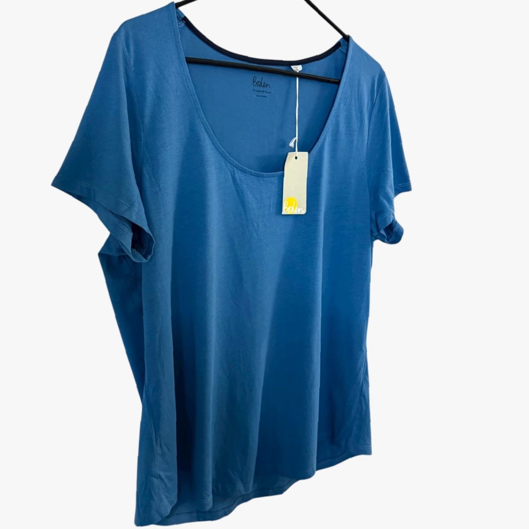 Boden VINTAGE? Wait: Boden Supersoft Scoop-Neck Short-Sleeve T-Shirt Blue Womens Size 16-18 New Size XXL / US 16-18 / IT 52-54 - 3 Thumbnail