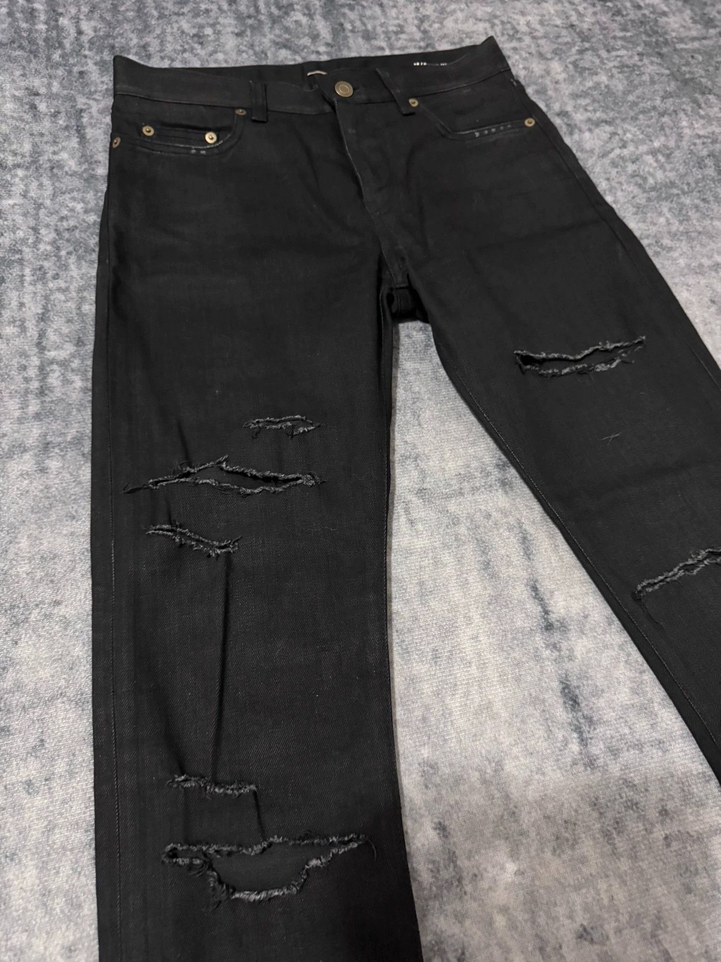 Saint Laurent Paris Saint Laurent SLP15FW Coated Waxed Distressed Jeans Size US 29 - 4 Thumbnail