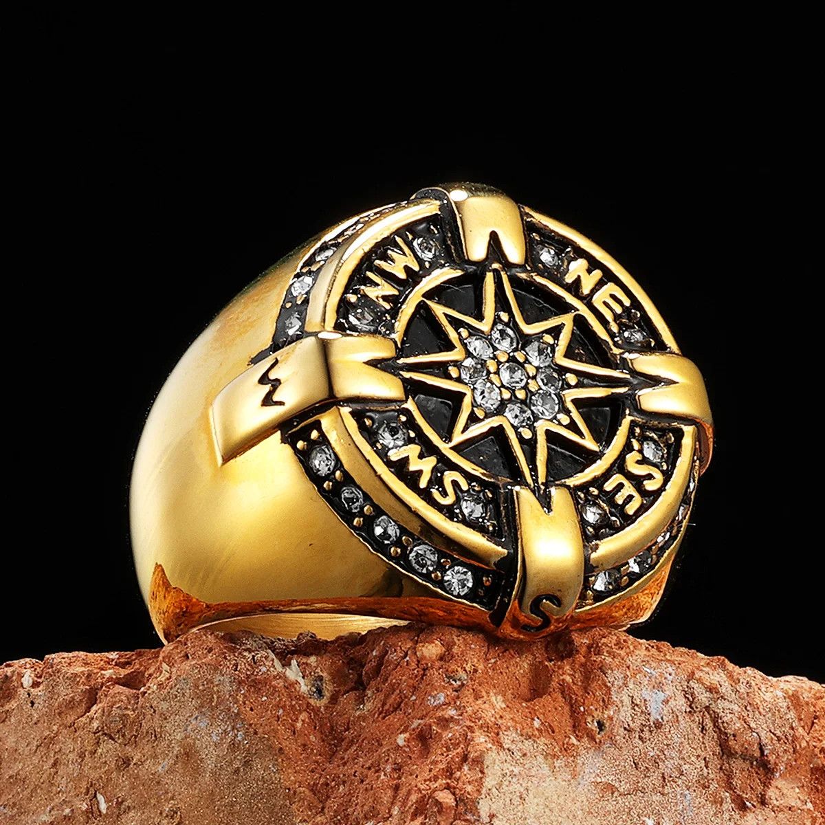 Japanese Brand × Jewelry × Vintage Luxury Compass Rhinestone Ring Size ONE SIZE - 2 Thumbnail