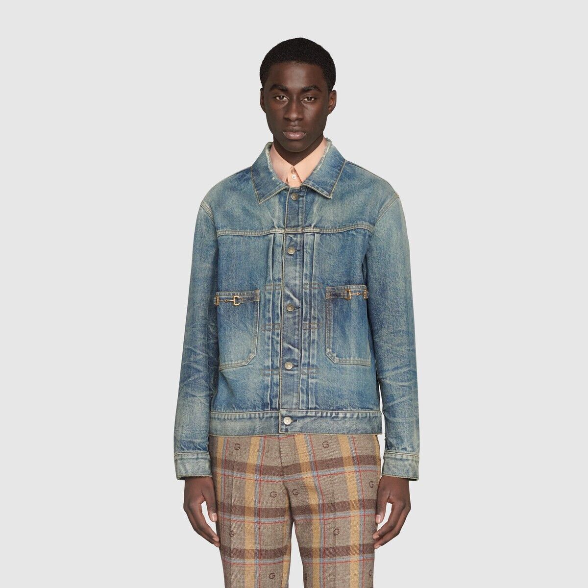 Gucci o1mt1gz0725 Denim Jacket With Horsebits in Blue Size US M / EU 48-50 / 2 - 3 Thumbnail