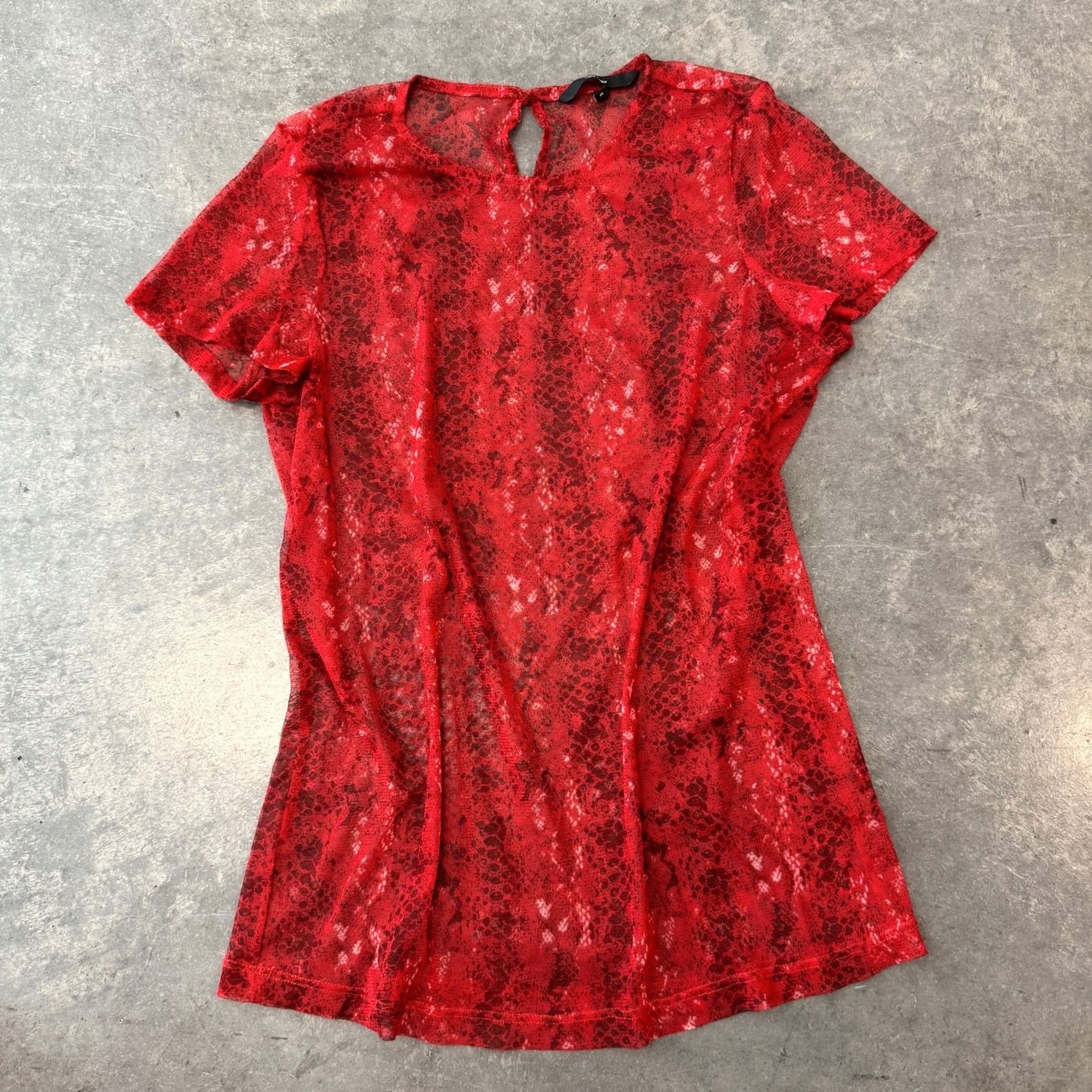 Vintage VINTAGE Vero Moda Blouse Women M Red Snake Animal Print Micro Sheer Casual Tee Size M / US 6-8 / IT 42-44 - 2 Thumbnail