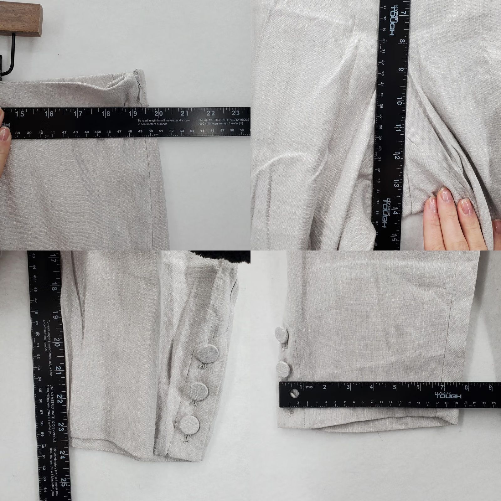 J. Jill J.Jill Pants Womens XL Petite Zinc White Linen Stretch Side Zip Ankle Button NWT Size 40" / US 18 - 8 Thumbnail