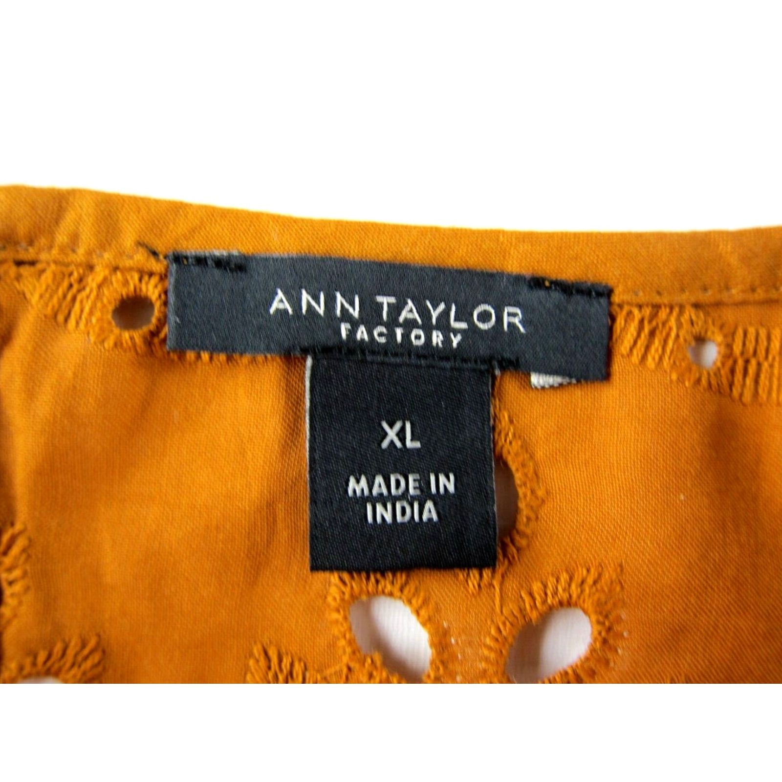 Ann Taylor Ann Taylor Blouse XL Rust Orange 100% Cotton Perforated Layered Flare Sleeve Size XL / US 12-14 / IT 48-50 - 3 Thumbnail