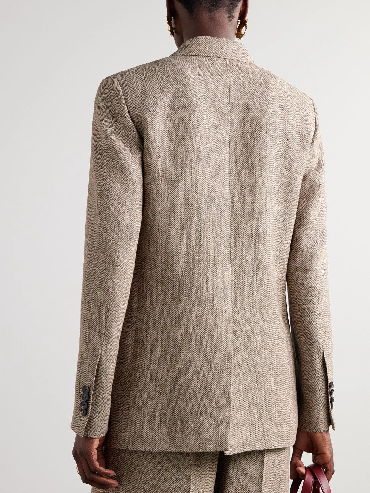 Loro Piana o1srvl11e0526 FAP3872 Genny Double-breasted Blazer in Beige Size L / US 10 / IT 46 - 3 Thumbnail