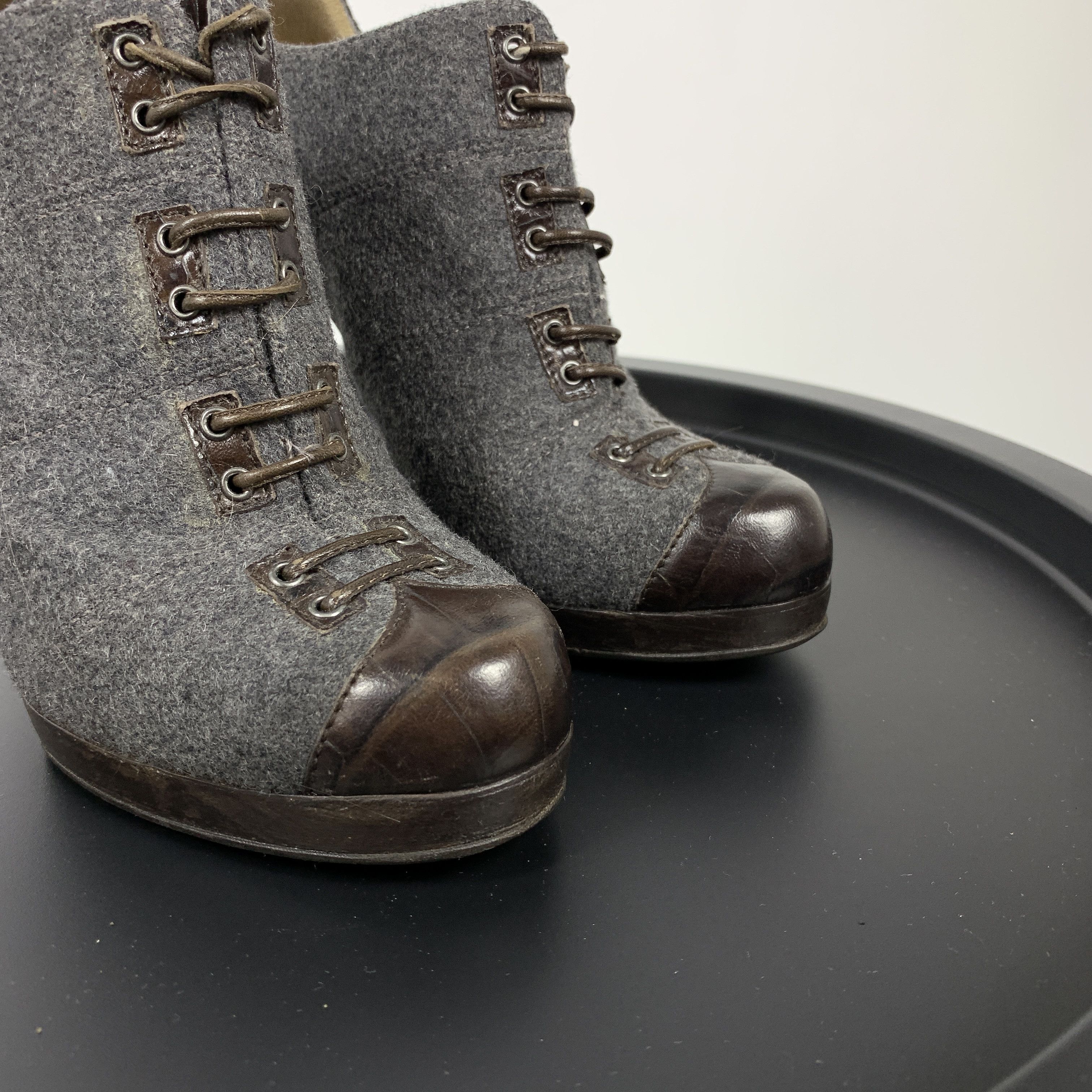 Emporio Armani Emporio Armani Grey Womens's Tweed Heels Shoes Size US 7.5 / IT 37.5 - 10 Thumbnail