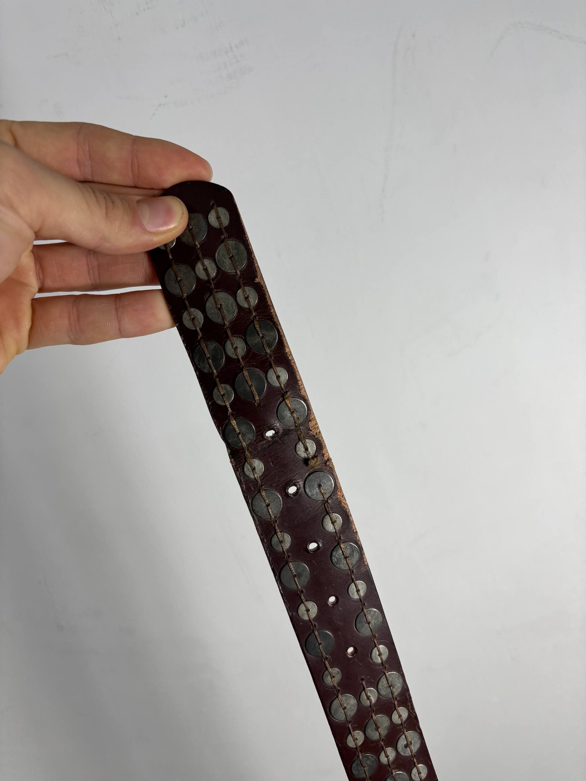 Japanese Brand VTG Japanese B.B.Simon Type! Streetwear Leather Buttons Belt Size 32 - 8 Thumbnail