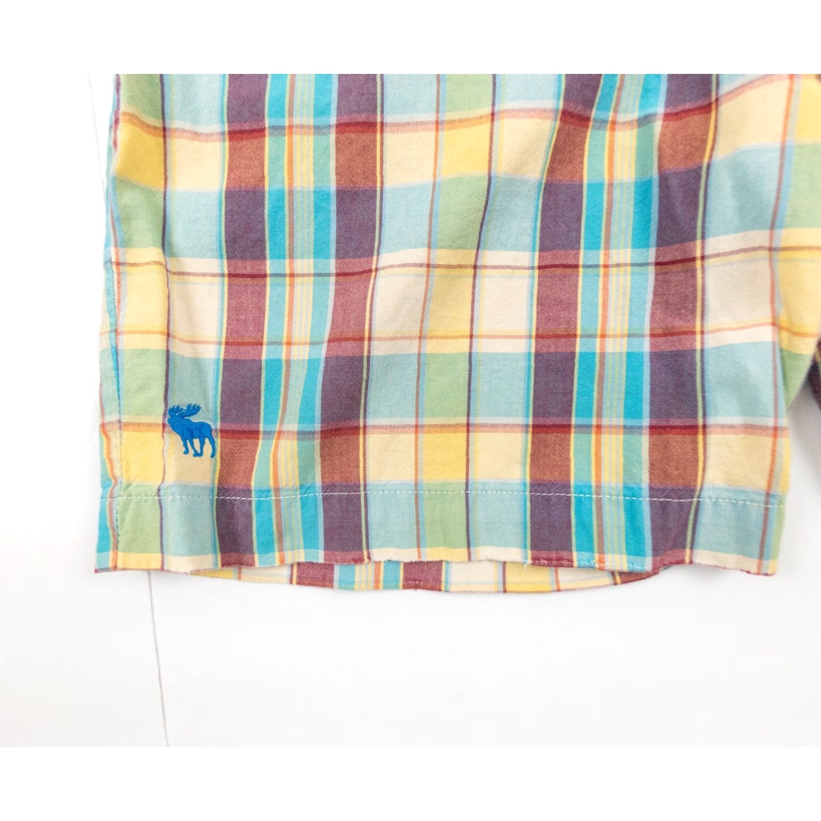 Abercrombie & Fitch VINTAGE Abercrombie & Fitch Chino Shorts Adult 33 Blue Plaid Flat Front Casual Outdoor Mens Size US 33 - 2 Thumbnail