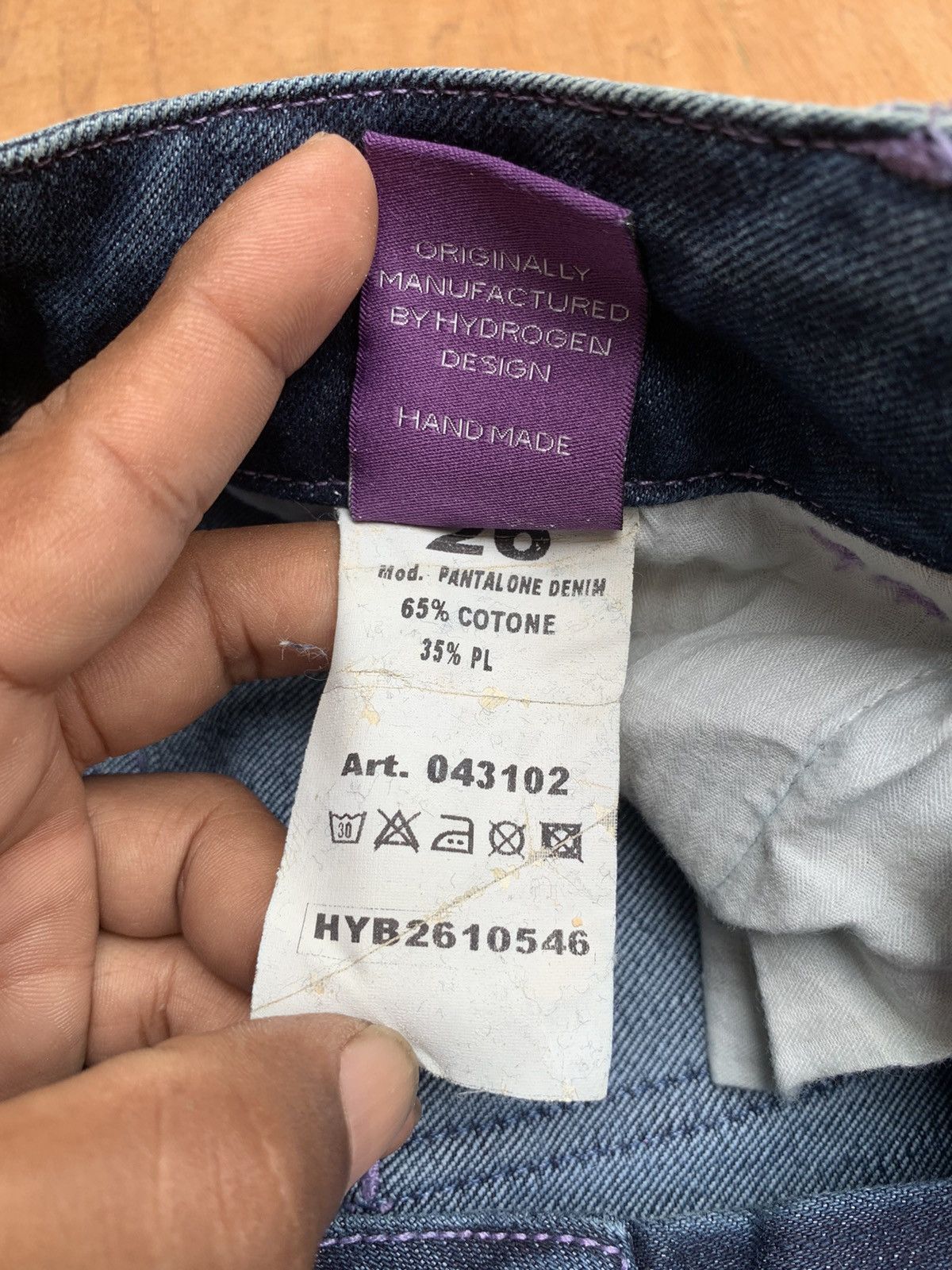 HYDROGEN Rare..Hydrogen Hibiscus Flower Embroidered Streching Jeans Size 29" - 20 Thumbnail