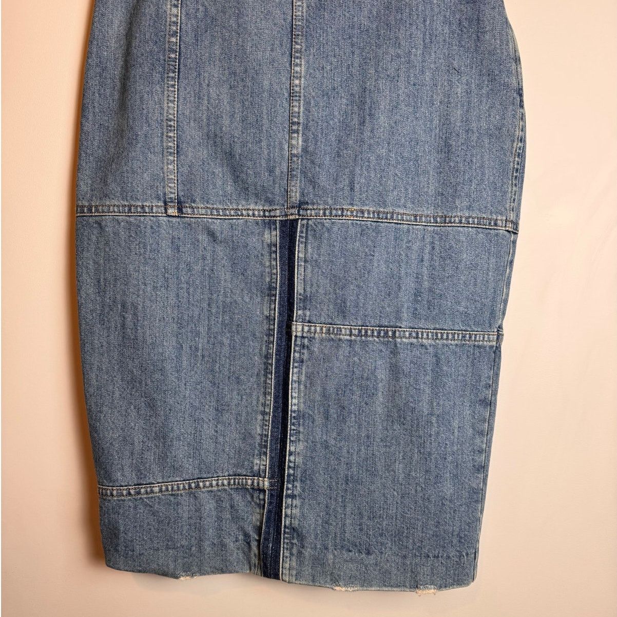 Miu Miu MIU MIU Gonna Distressed Denim Patchwork Skirt - Size 38 Size 26" / US 2 / IT 38 - 3 Thumbnail