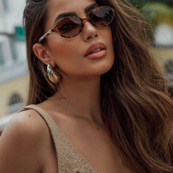 Miu Miu Miu Miu MU04ZS 21C40O Sunglasses Havana Mahogany Oval Frame Size ONE SIZE - 2 Thumbnail